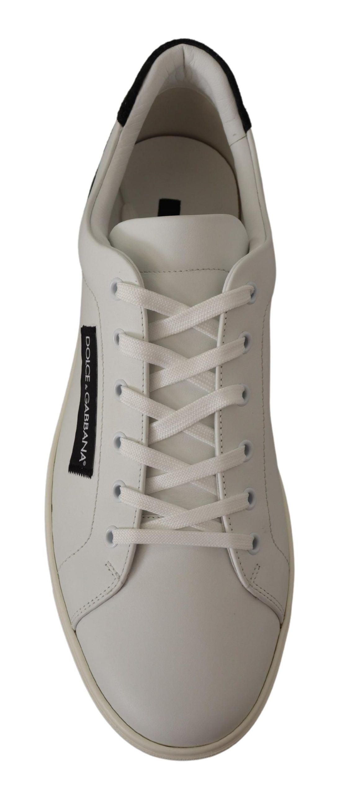 Dolce & Gabbana White Black Leather Low Shoes Sneakers LUNESCAPE