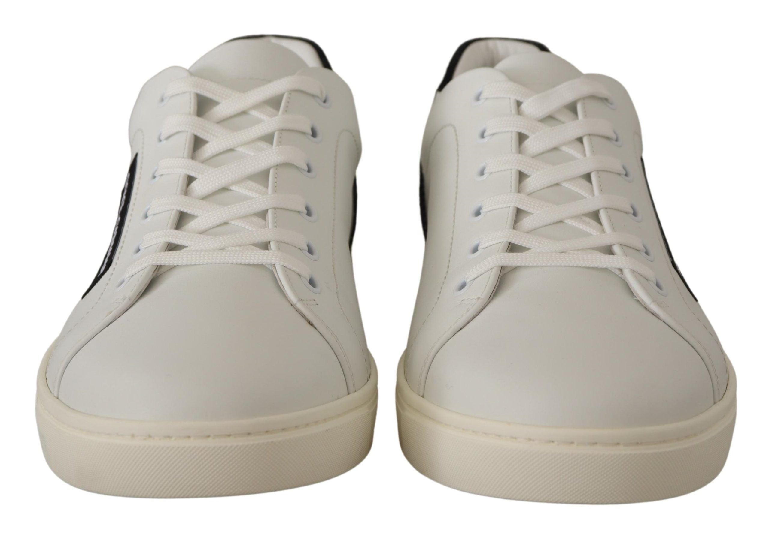 Dolce & Gabbana White Black Leather Low Shoes Sneakers LUNESCAPE