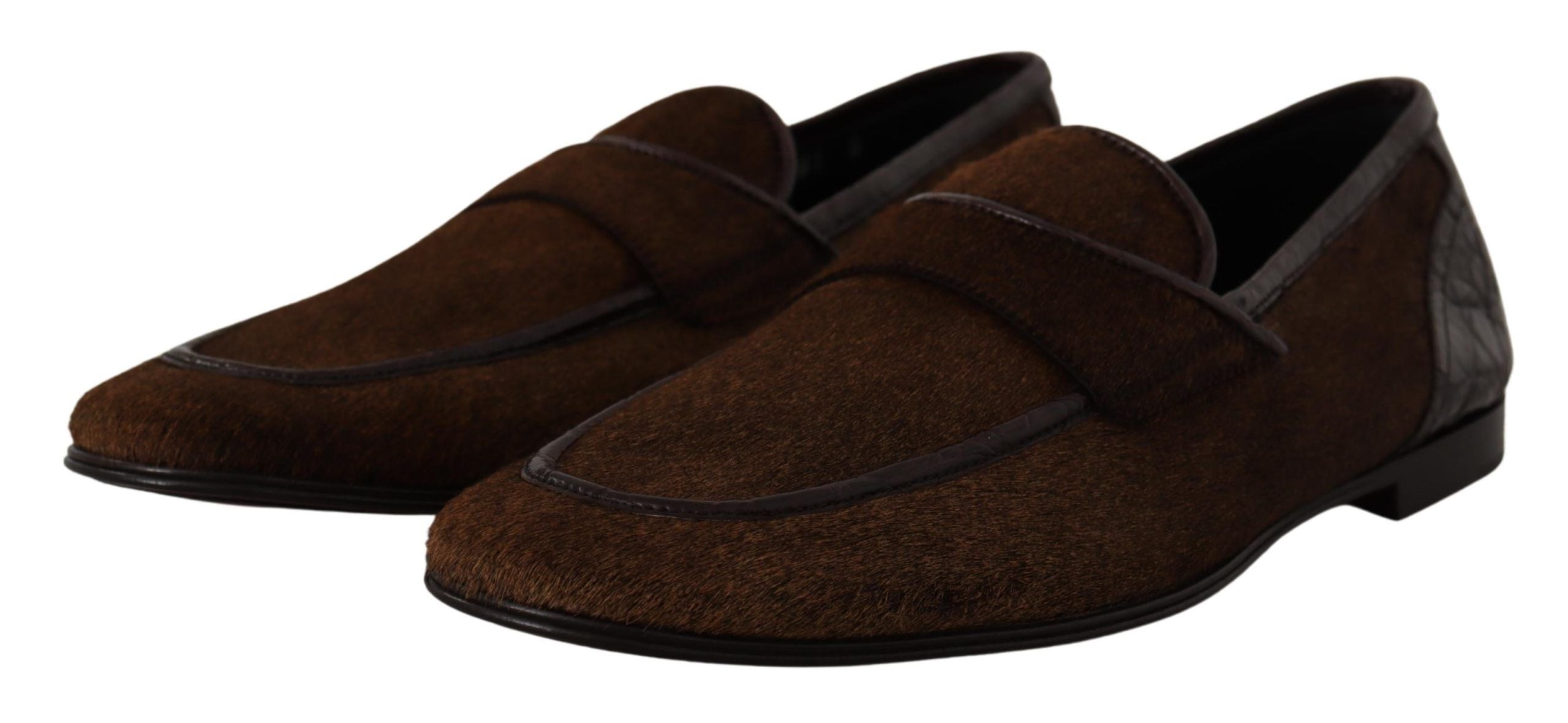 Dolce & Gabbana Shoes Dress Loafers Brown Leather Slip Shoes LUNESCAPE