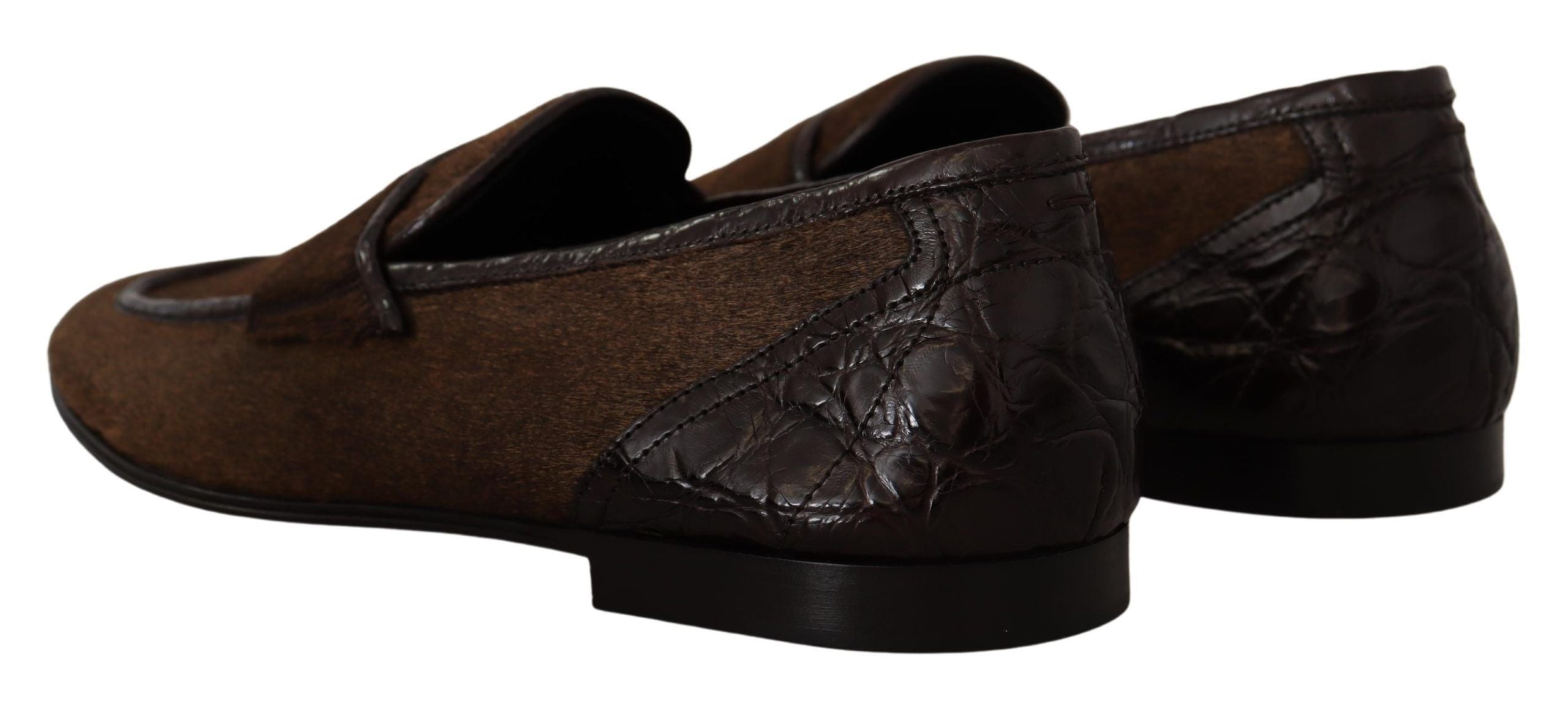 Dolce & Gabbana Shoes Dress Loafers Brown Leather Slip Shoes LUNESCAPE