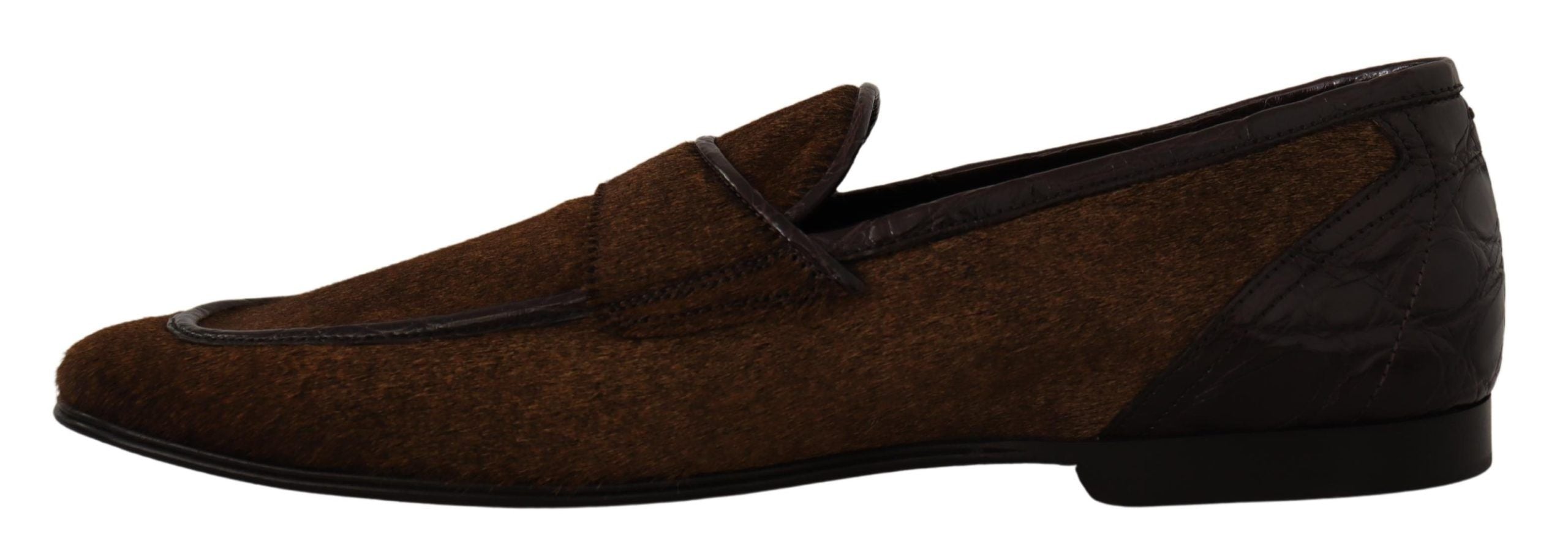 Dolce & Gabbana Shoes Dress Loafers Brown Leather Slip Shoes LUNESCAPE