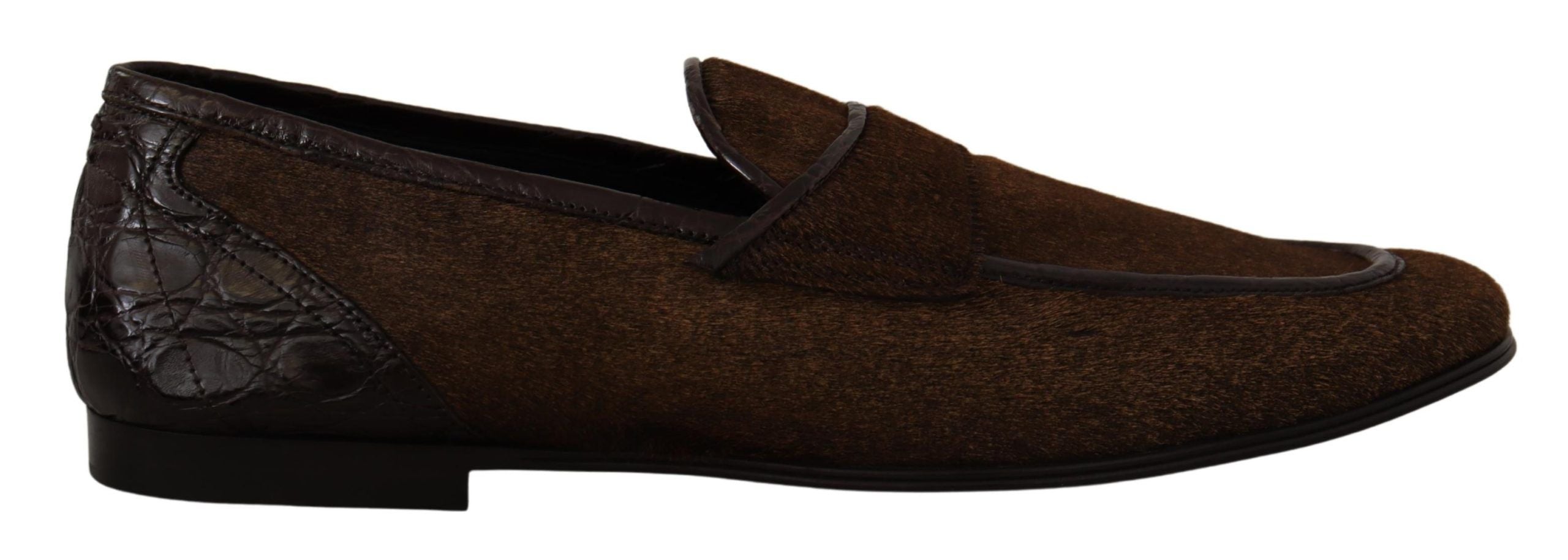 Dolce & Gabbana Shoes Dress Loafers Brown Leather Slip Shoes LUNESCAPE