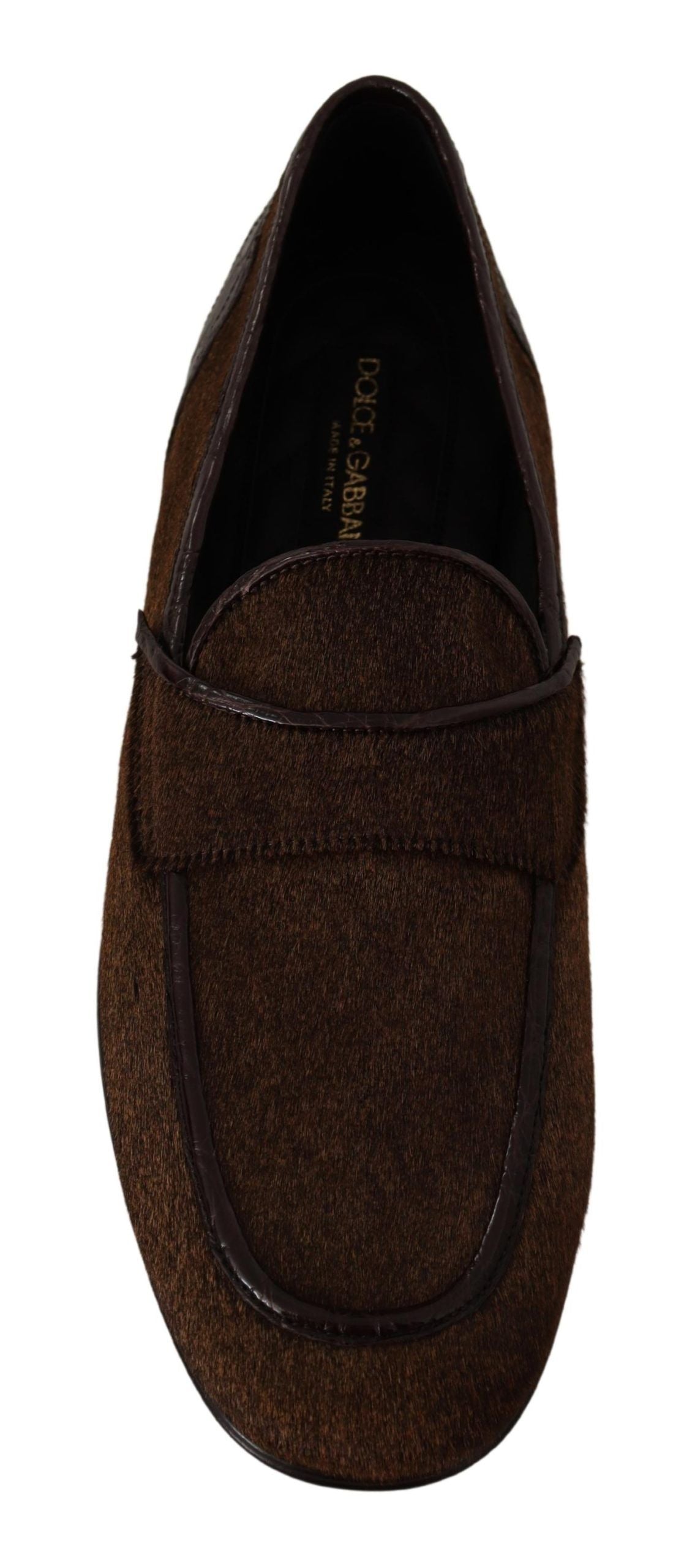 Dolce & Gabbana Shoes Dress Loafers Brown Leather Slip Shoes LUNESCAPE