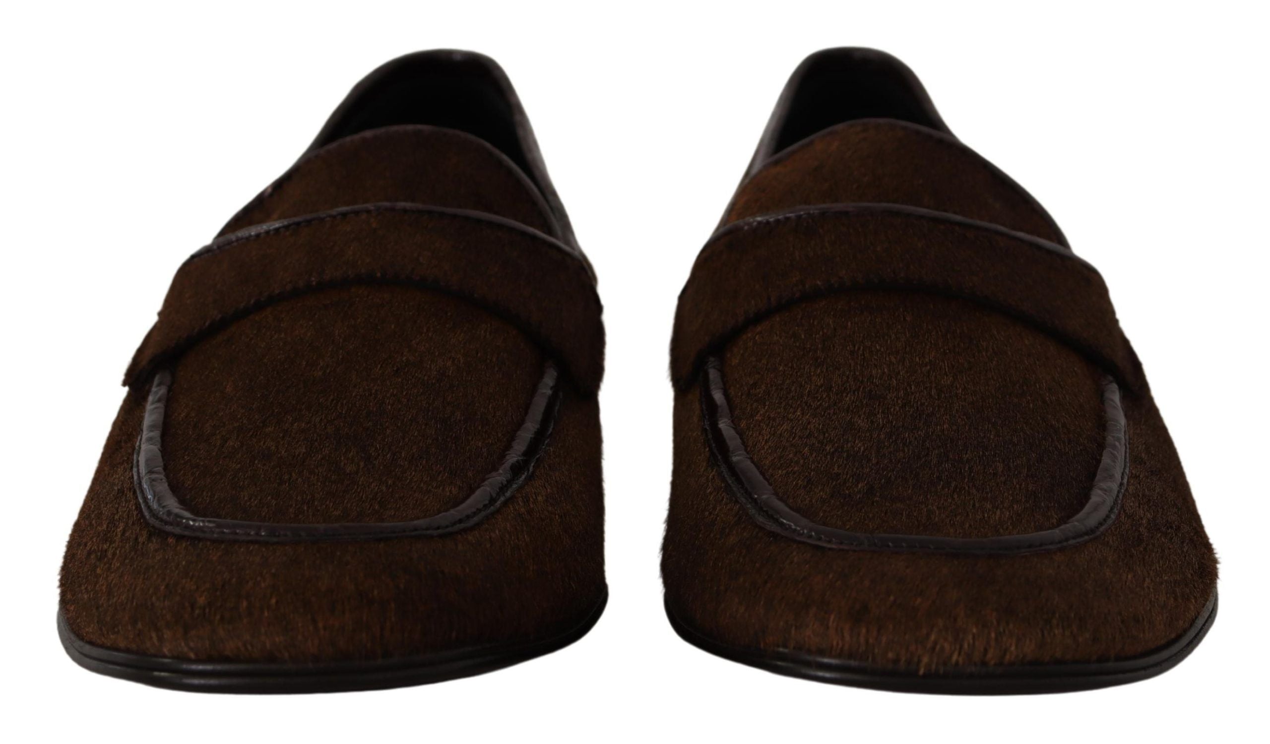 Dolce & Gabbana Shoes Dress Loafers Brown Leather Slip Shoes LUNESCAPE