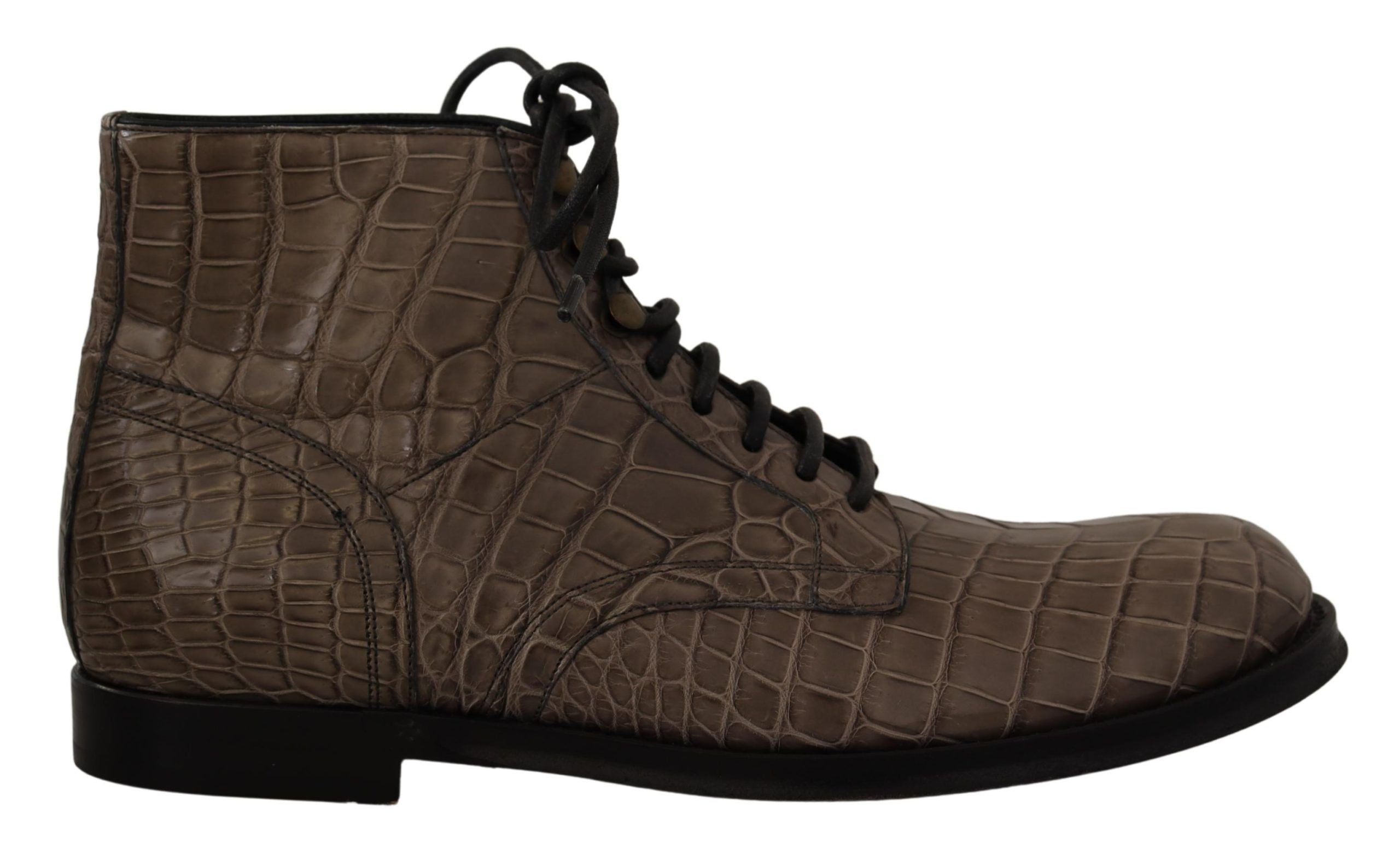Dolce & Gabbana Gray Crocodile Leather Derby Boots LUNESCAPE