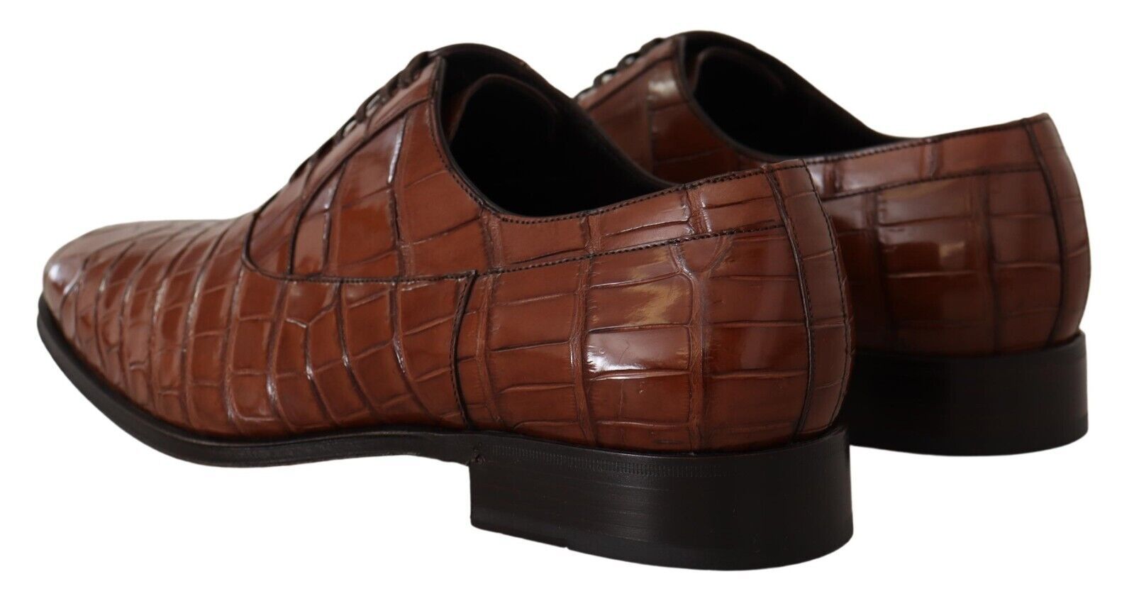 Dolce & Gabbana Brown Crocodile Leather Mens Formal Derby Shoes LUNESCAPE