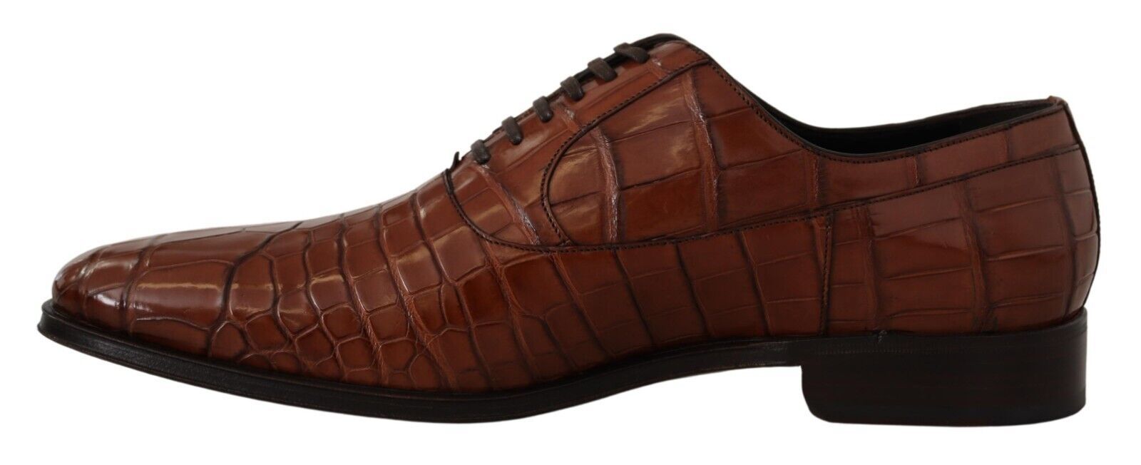 Dolce & Gabbana Brown Crocodile Leather Mens Formal Derby Shoes LUNESCAPE