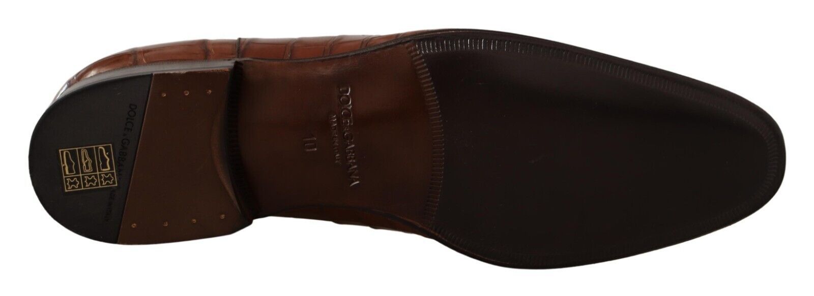 Dolce & Gabbana Brown Crocodile Leather Mens Formal Derby Shoes LUNESCAPE