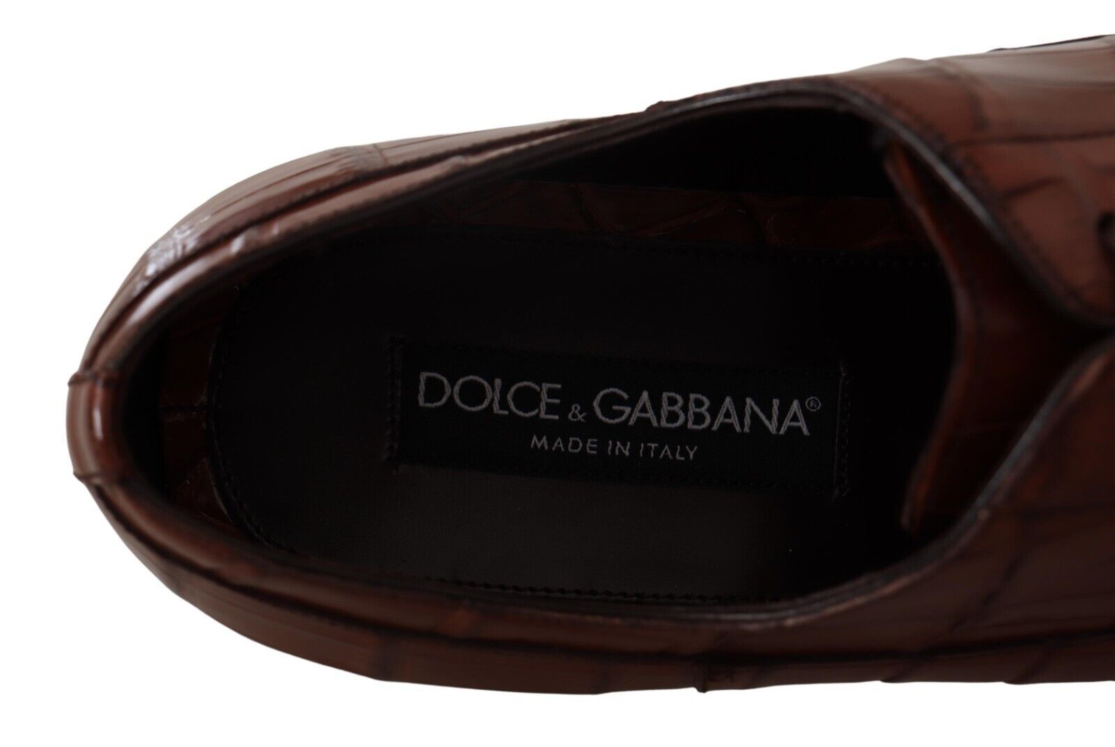 Dolce & Gabbana Brown Crocodile Leather Mens Formal Derby Shoes LUNESCAPE