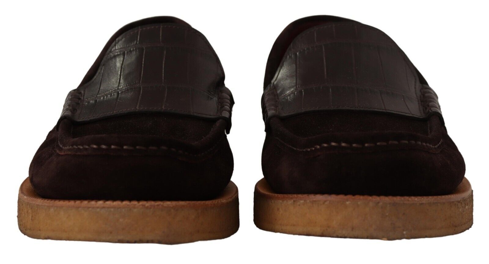 Dolce & Gabbana Elegant Suede Crocodile Loafers in Brown LUNESCAPE