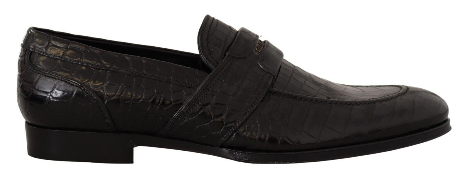 Dolce & Gabbana Black Crocodile Leather Slip On Moccasin Shoes LUNESCAPE