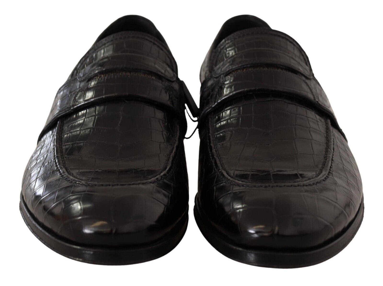 Dolce & Gabbana Black Crocodile Leather Slip On Moccasin Shoes LUNESCAPE