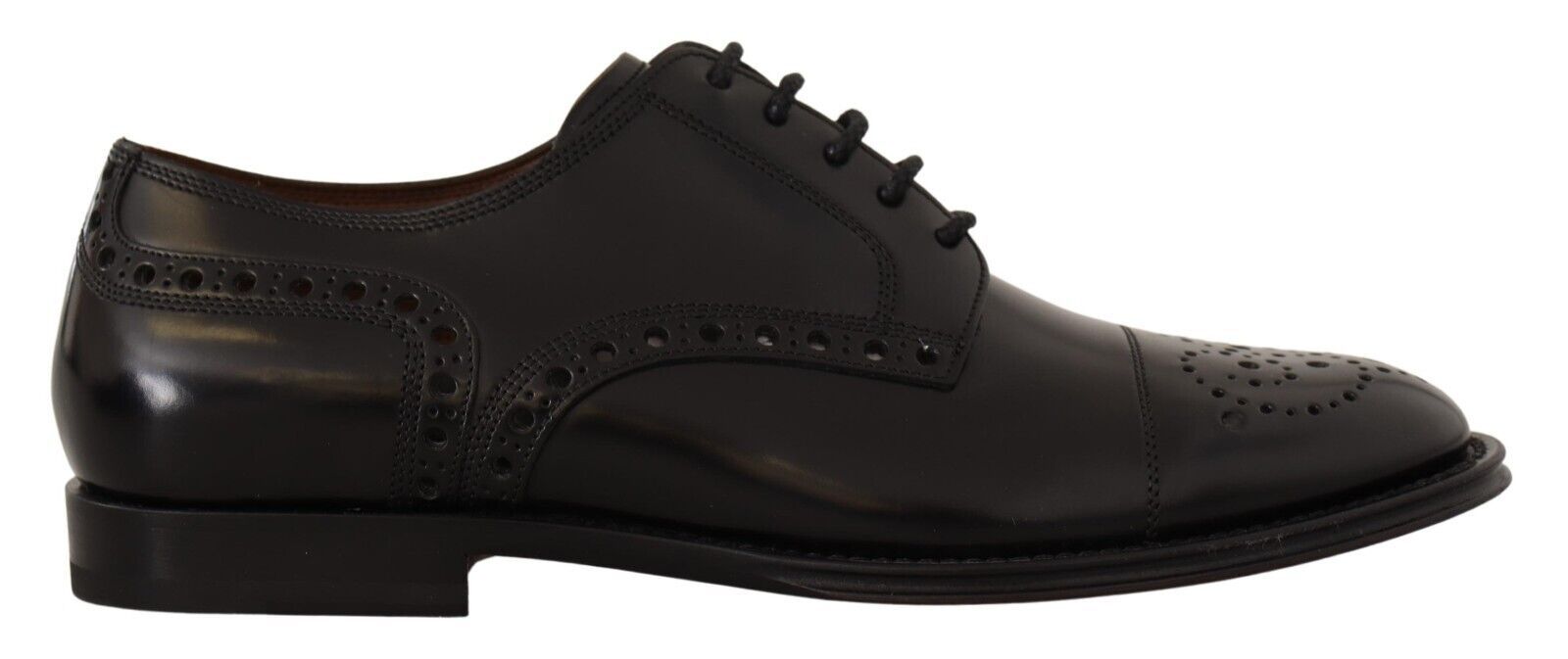 Dolce & Gabbana Black Leather Wingtip Mens Formal Derby Shoes LUNESCAPE