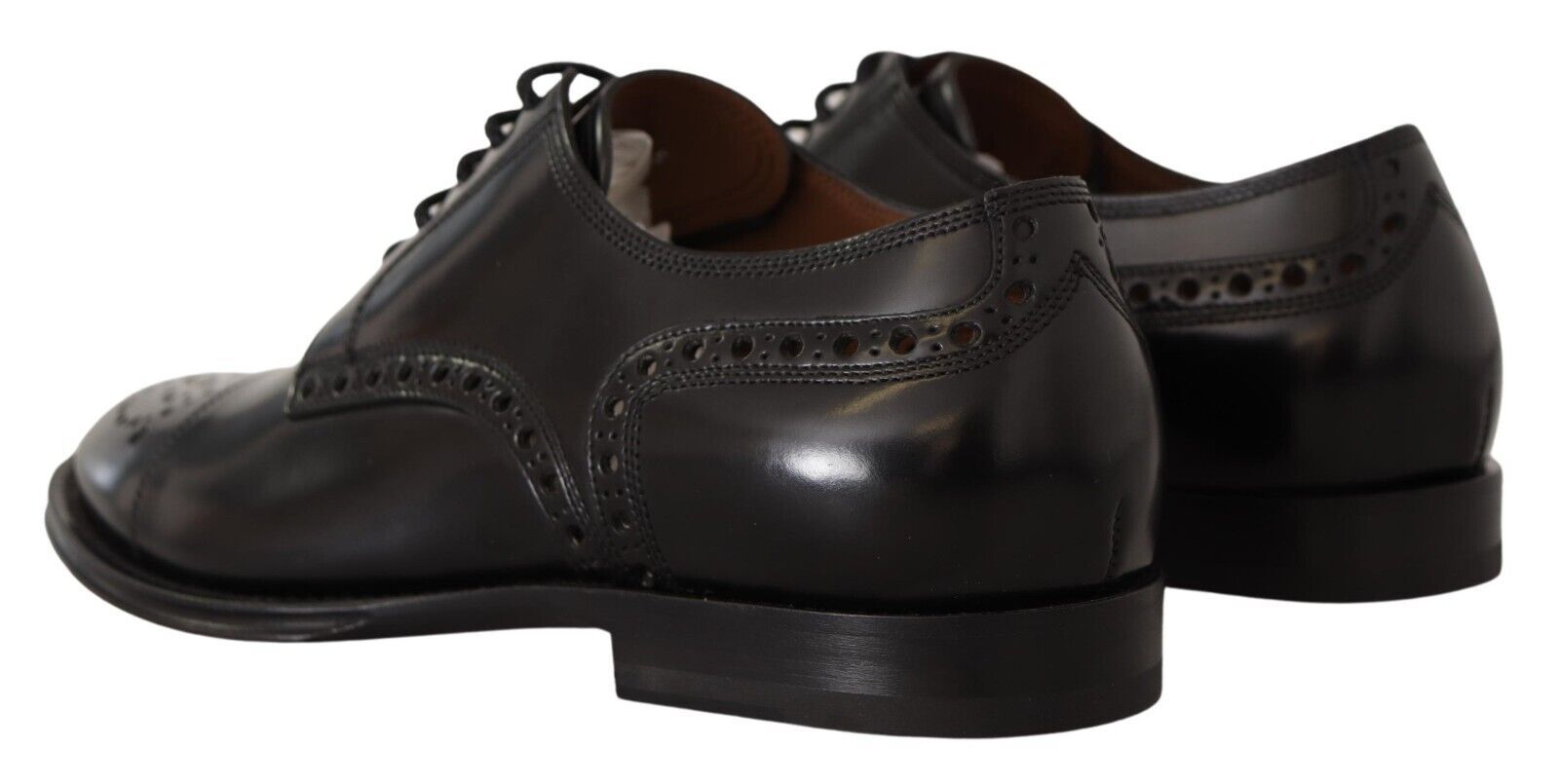 Dolce & Gabbana Black Leather Wingtip Mens Formal Derby Shoes LUNESCAPE