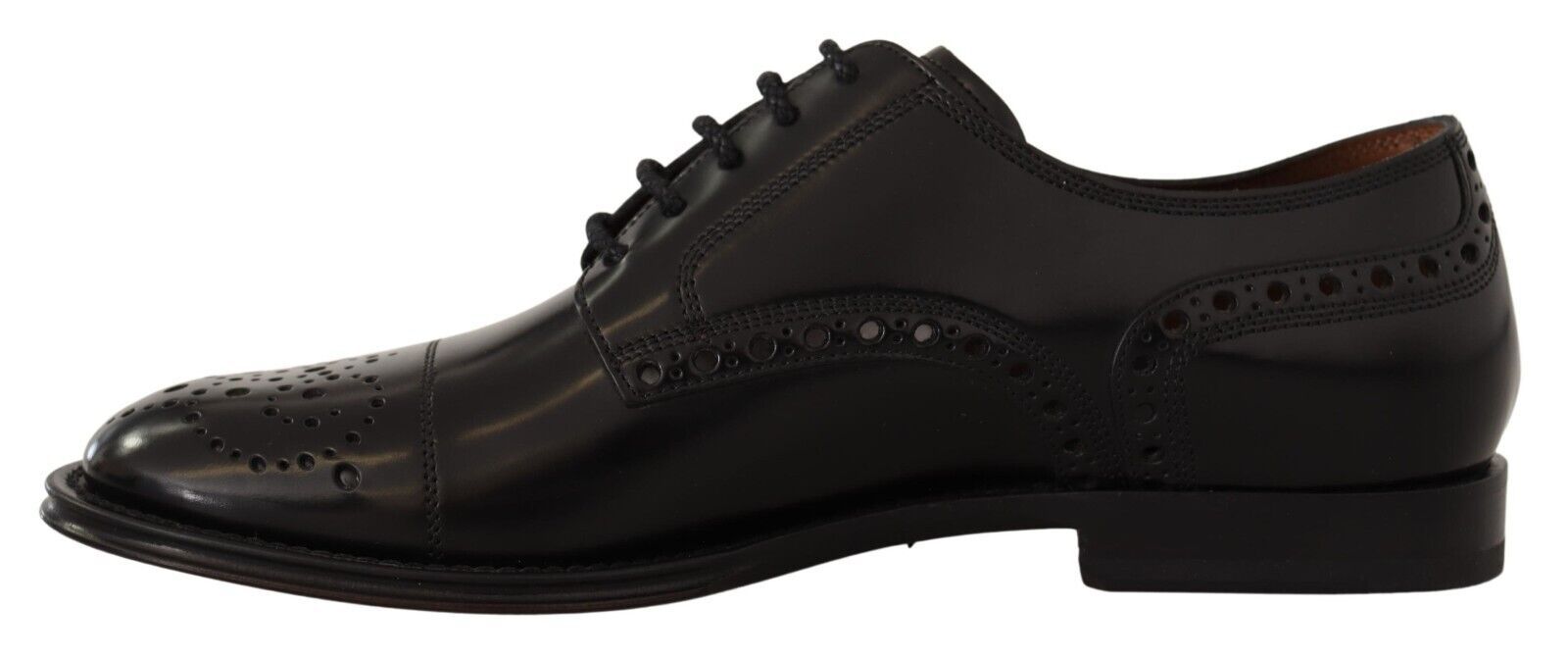Dolce & Gabbana Black Leather Wingtip Mens Formal Derby Shoes LUNESCAPE