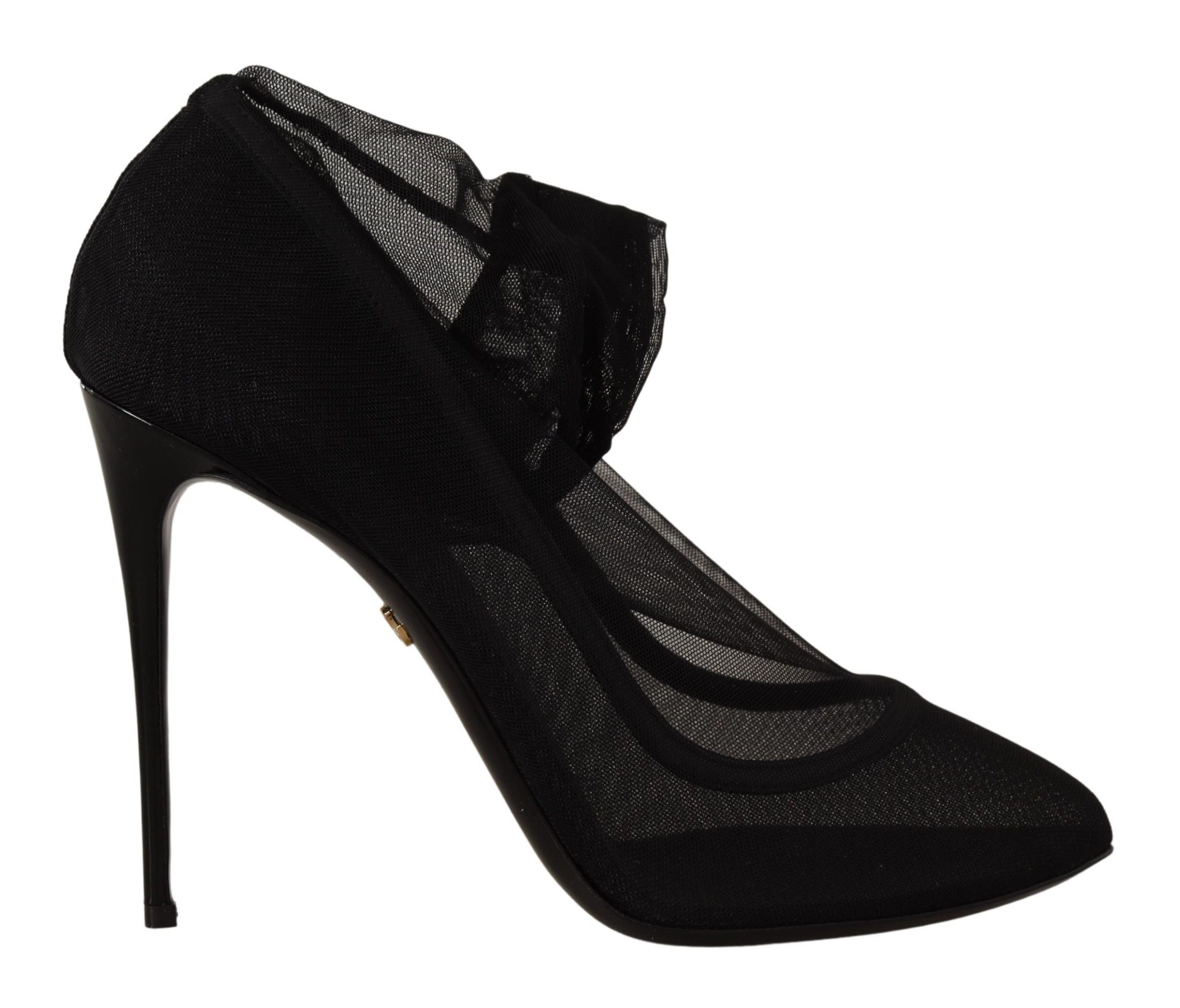 Dolce & Gabbana Black Tulle Stretch Boots Pumps Shoes LUNESCAPE