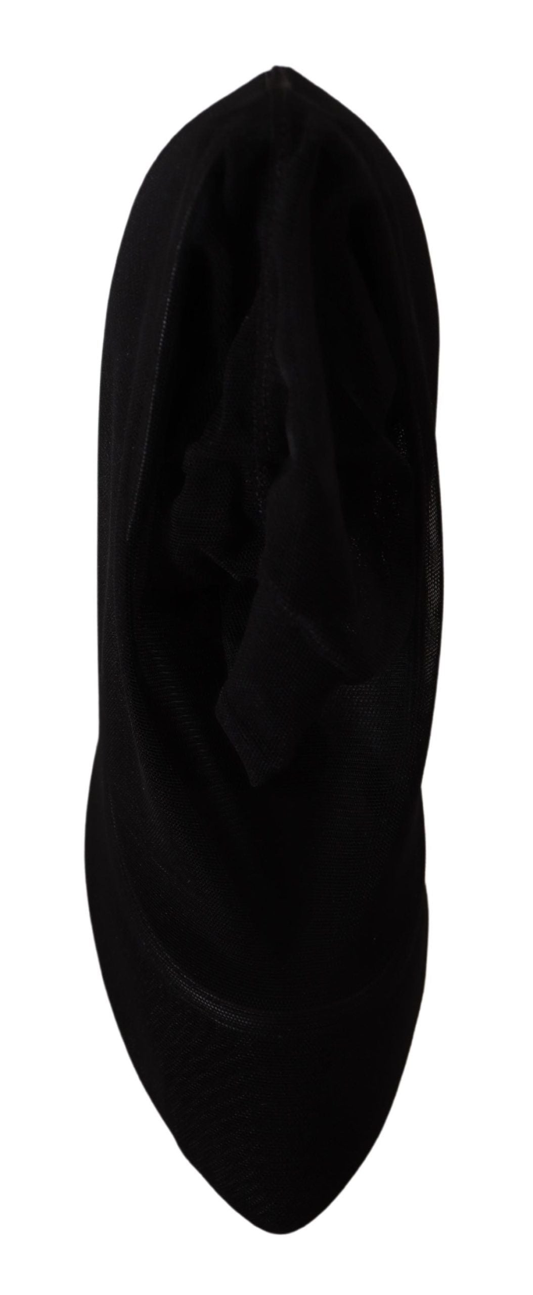 Dolce & Gabbana Black Tulle Stretch Boots Pumps Shoes LUNESCAPE