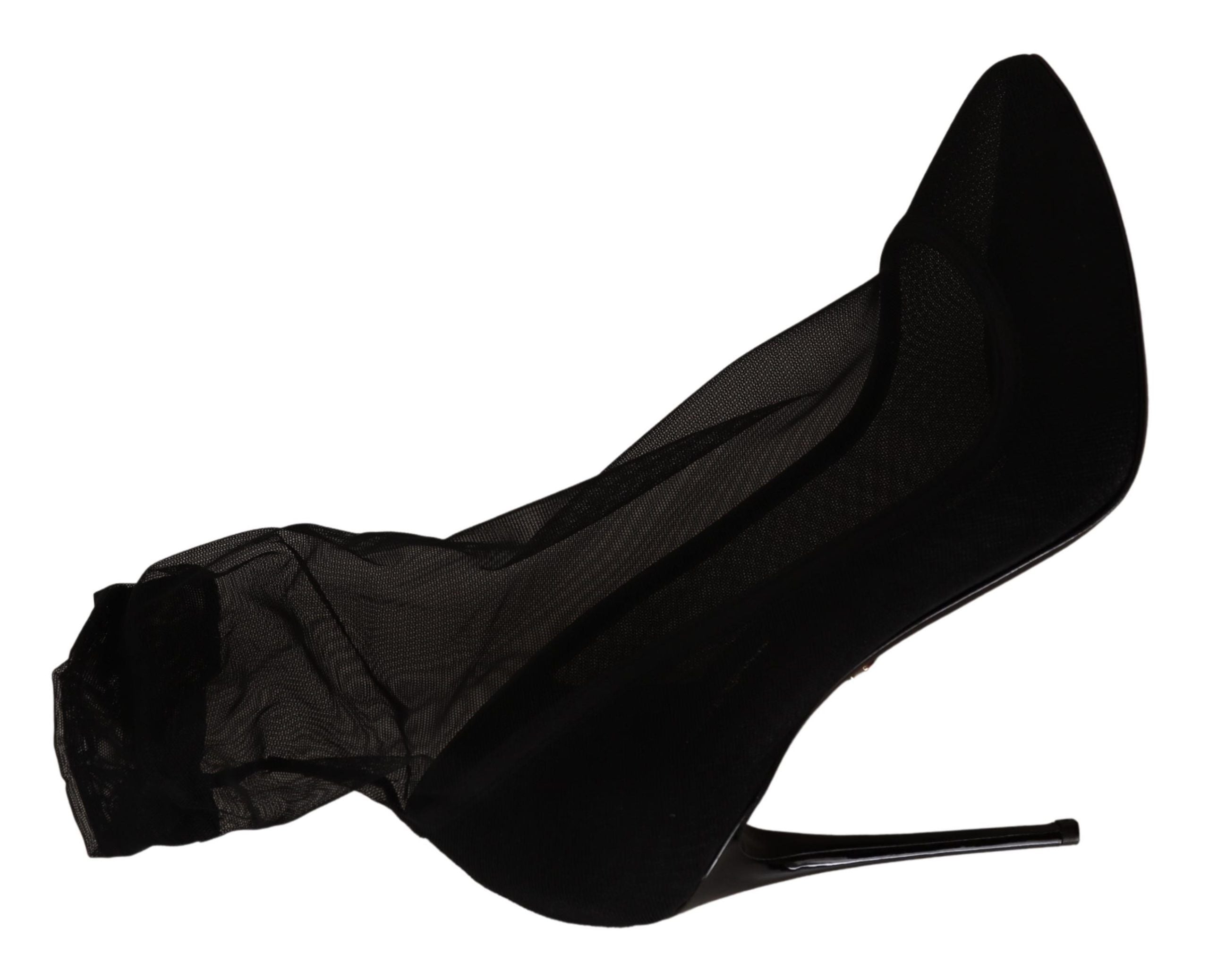 Dolce & Gabbana Black Tulle Stretch Boots Pumps Shoes LUNESCAPE