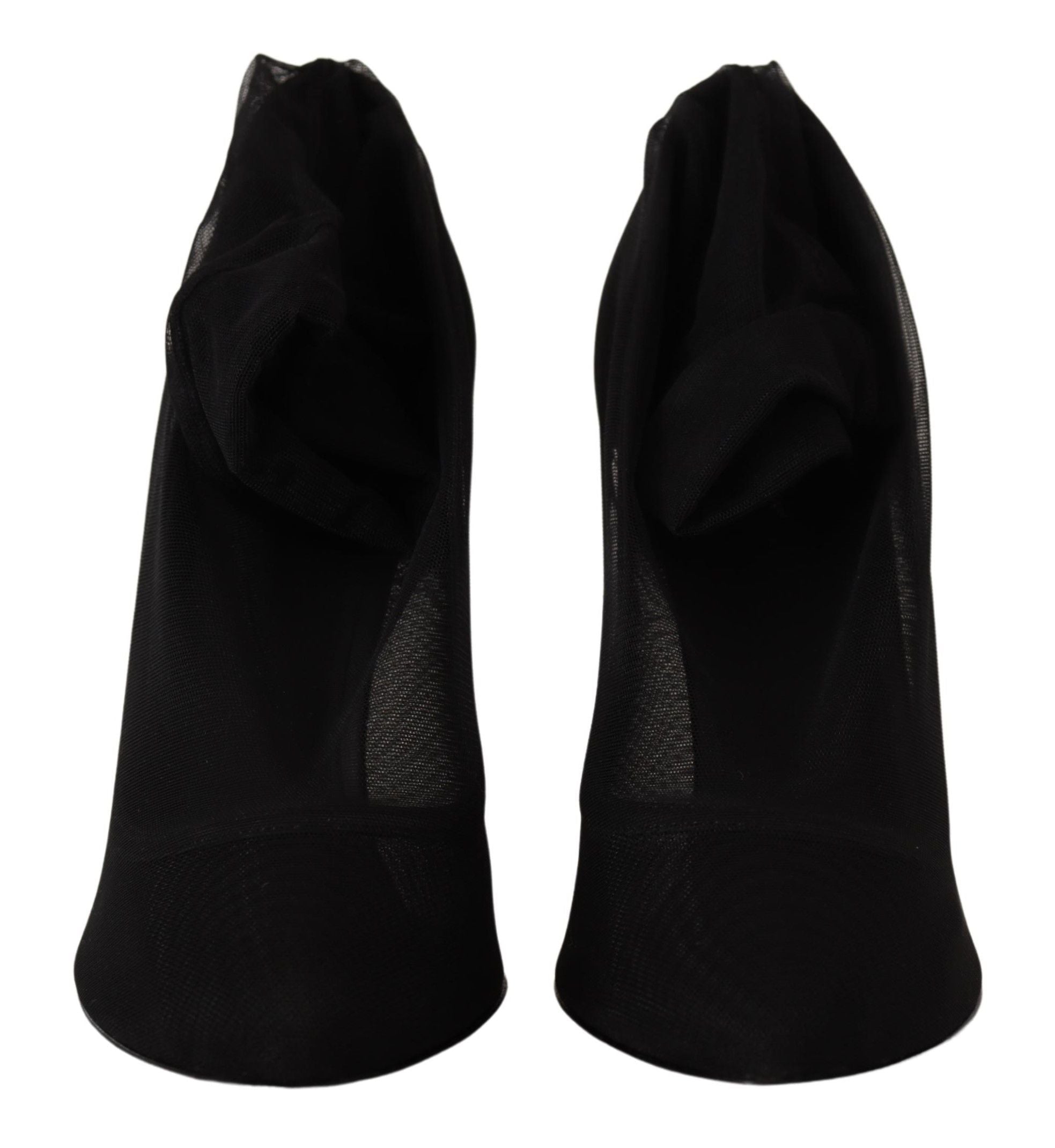 Dolce & Gabbana Black Tulle Stretch Boots Pumps Shoes LUNESCAPE
