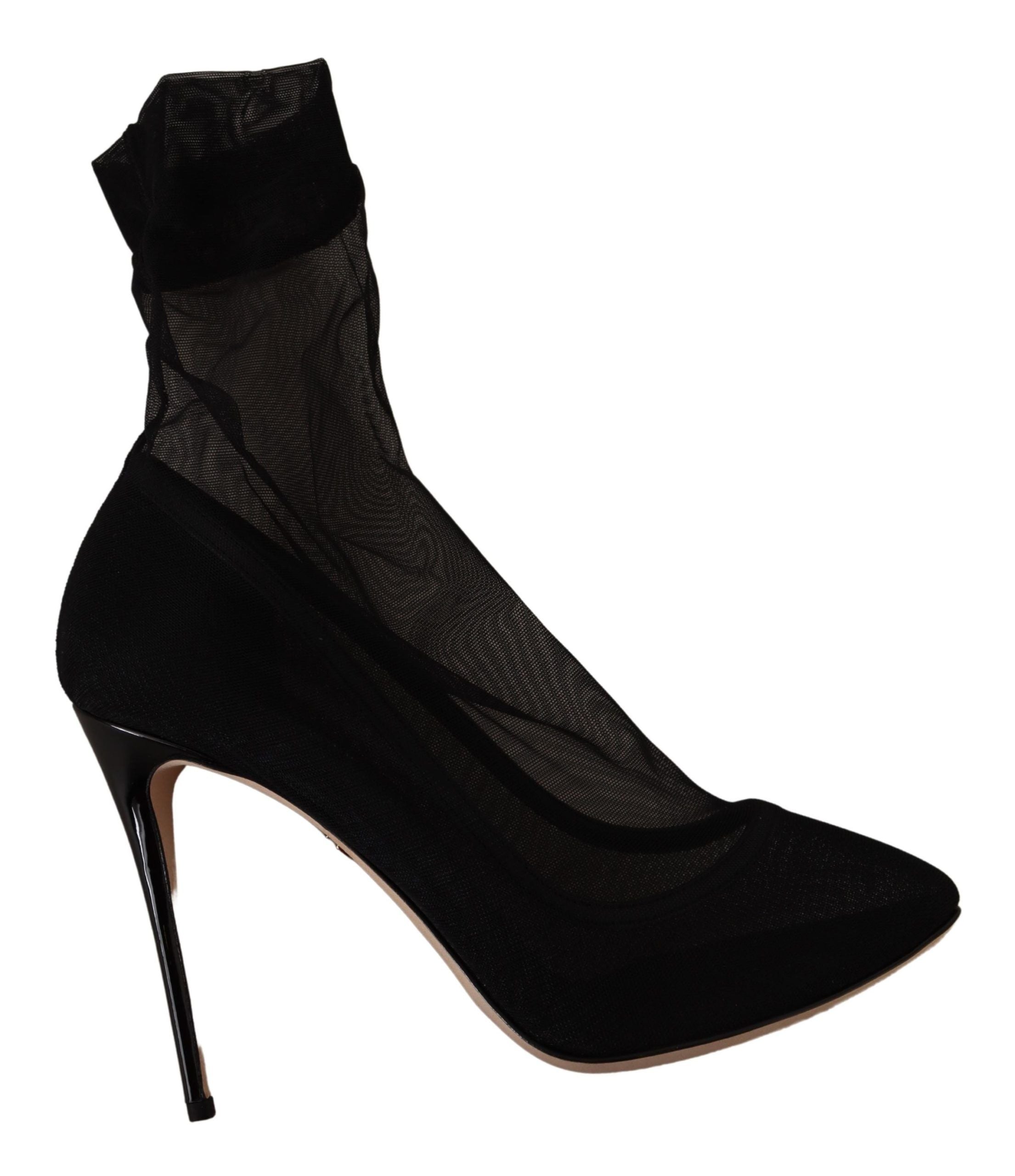 Dolce & Gabbana Black Stretch Tulle Stretch Boots Shoes LUNESCAPE