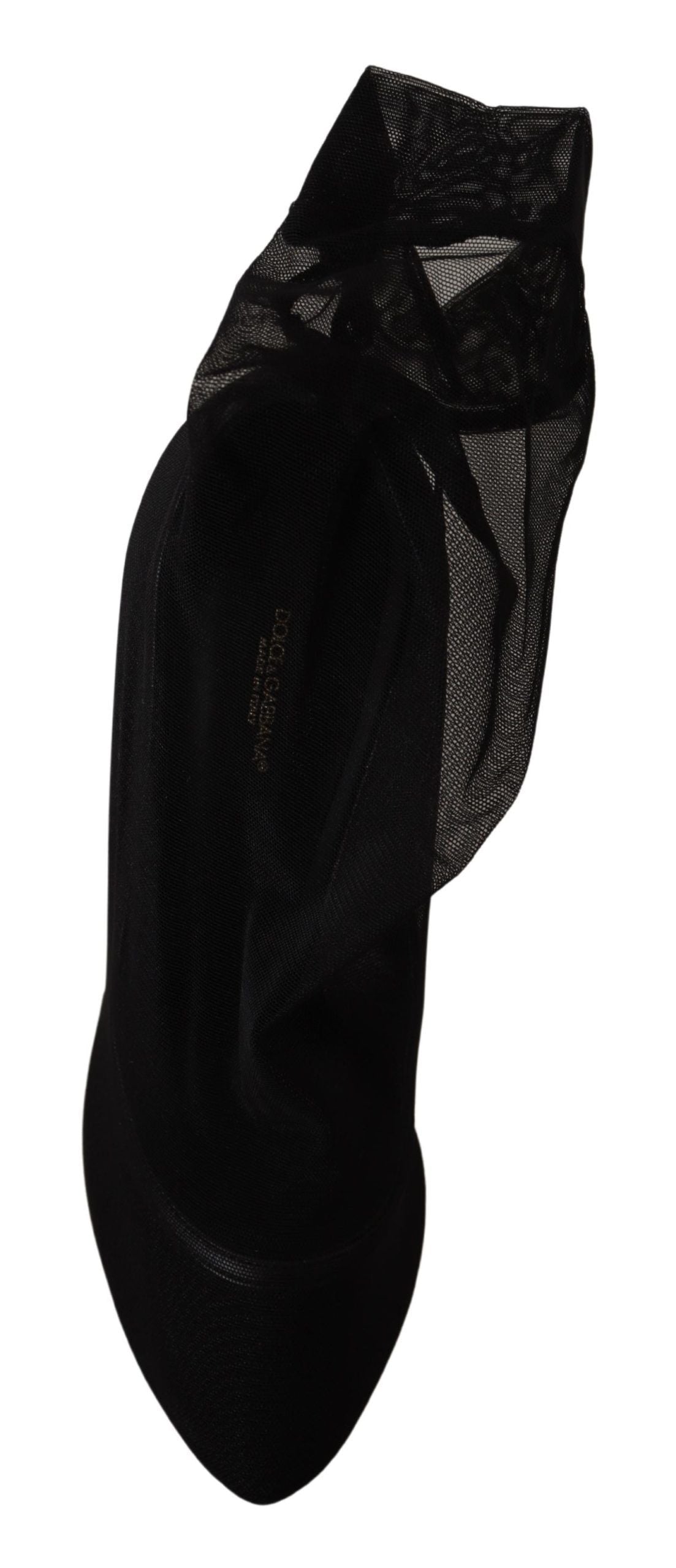 Dolce & Gabbana Black Stretch Tulle Stretch Boots Shoes LUNESCAPE