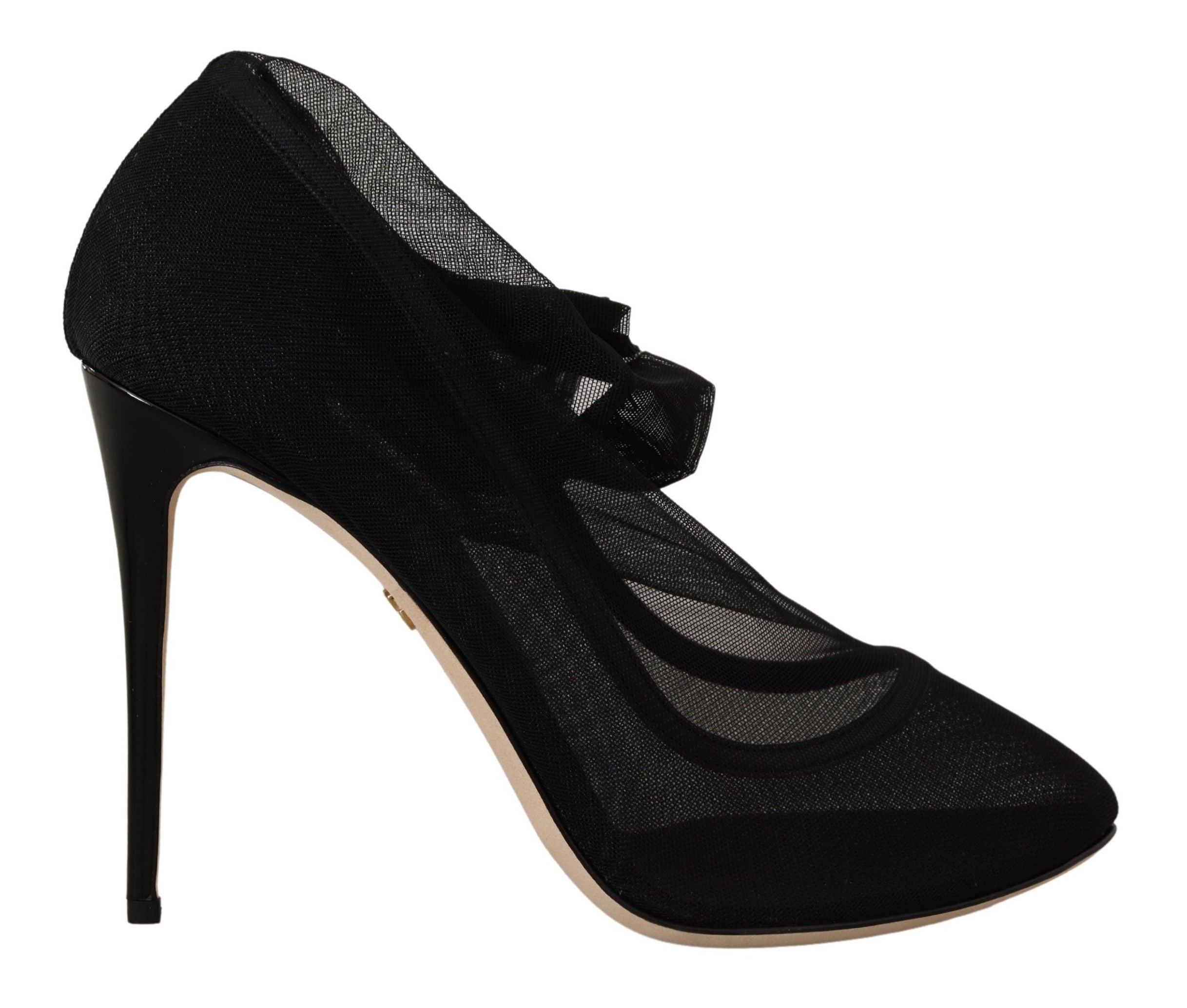 Dolce & Gabbana Black Stretch Tulle Stretch Boots Shoes LUNESCAPE