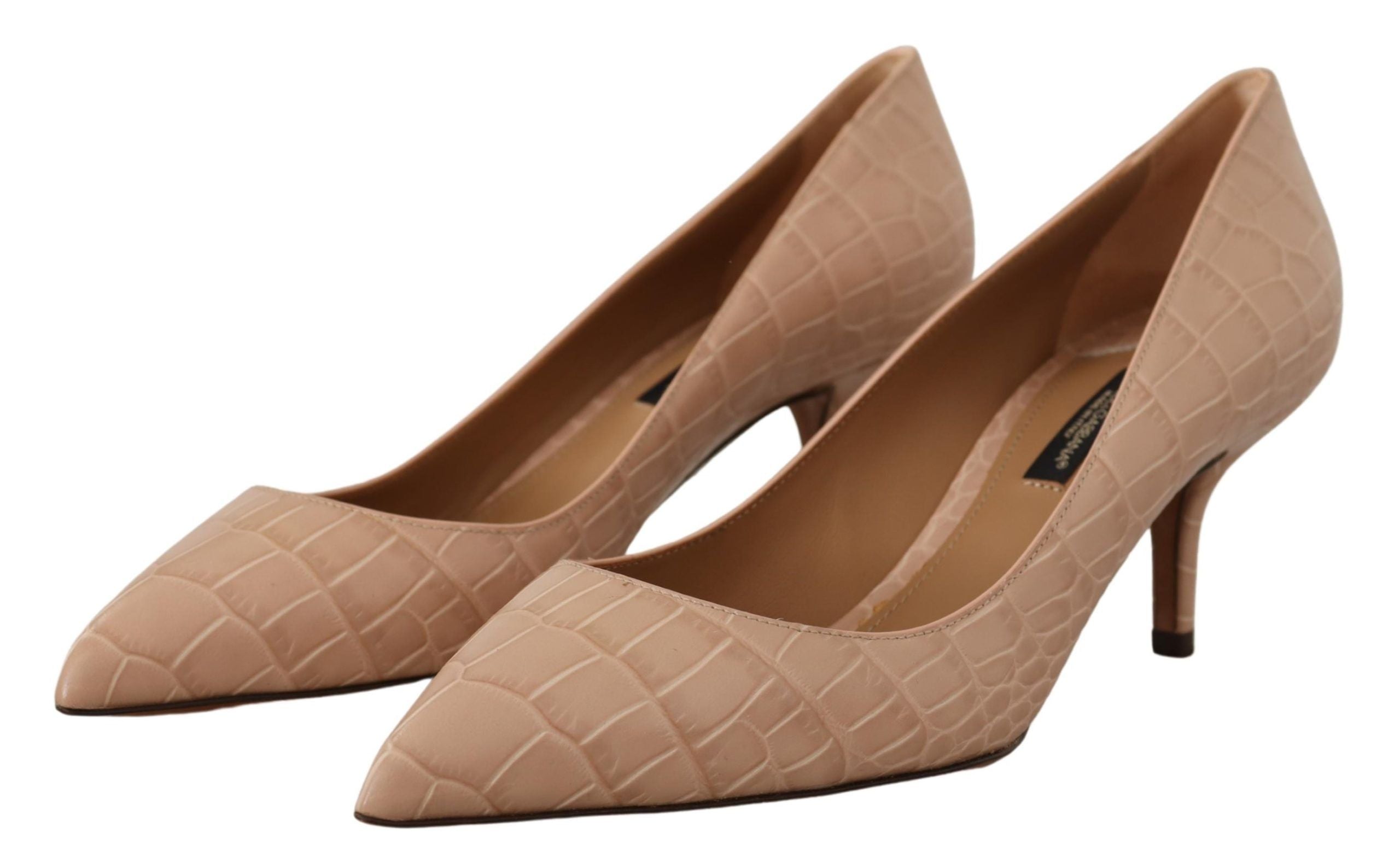 Dolce & Gabbana Beige Leather Pointed Heels Pumps Shoes LUNESCAPE