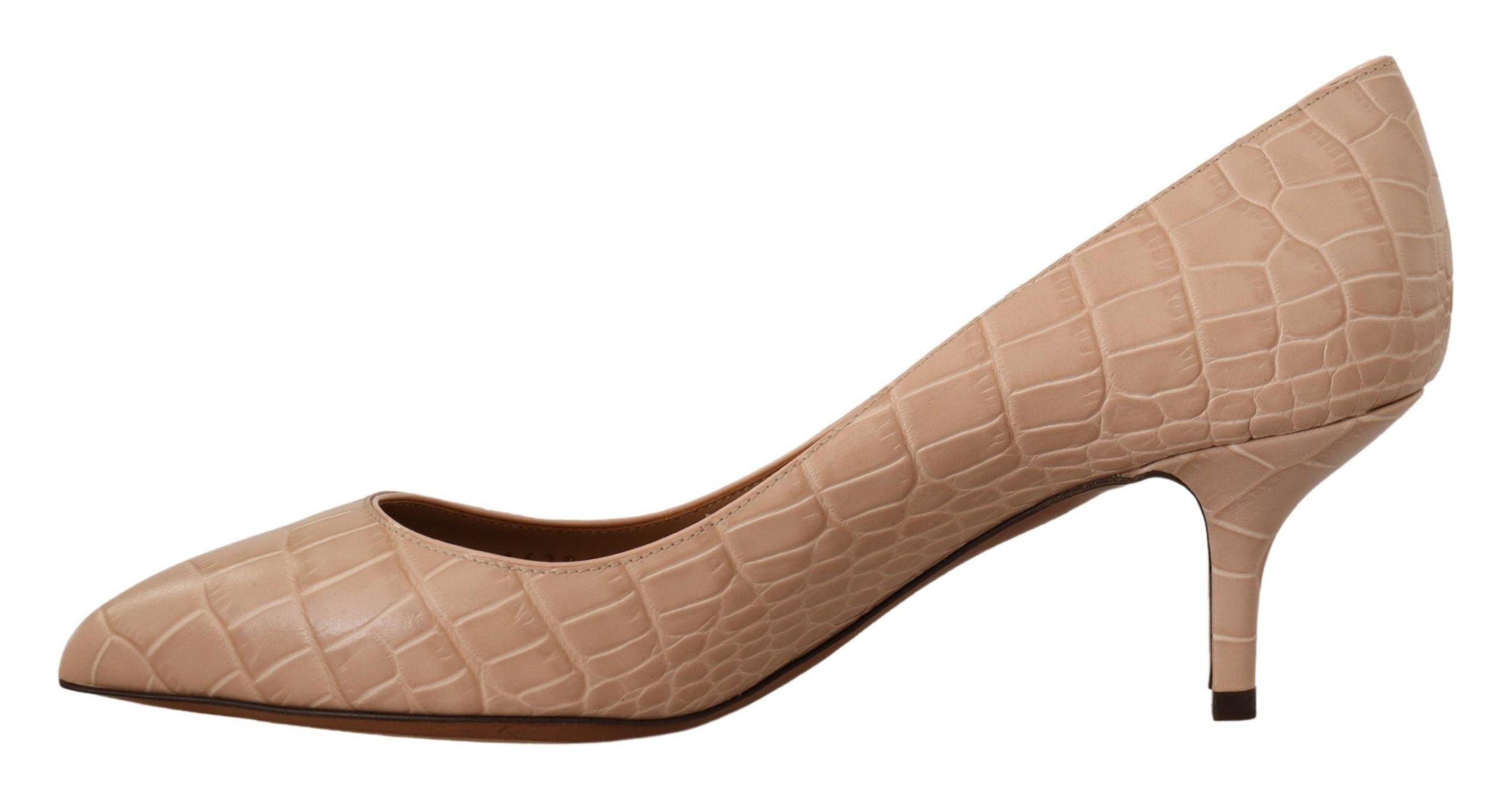 Dolce & Gabbana Beige Leather Pointed Heels Pumps Shoes LUNESCAPE