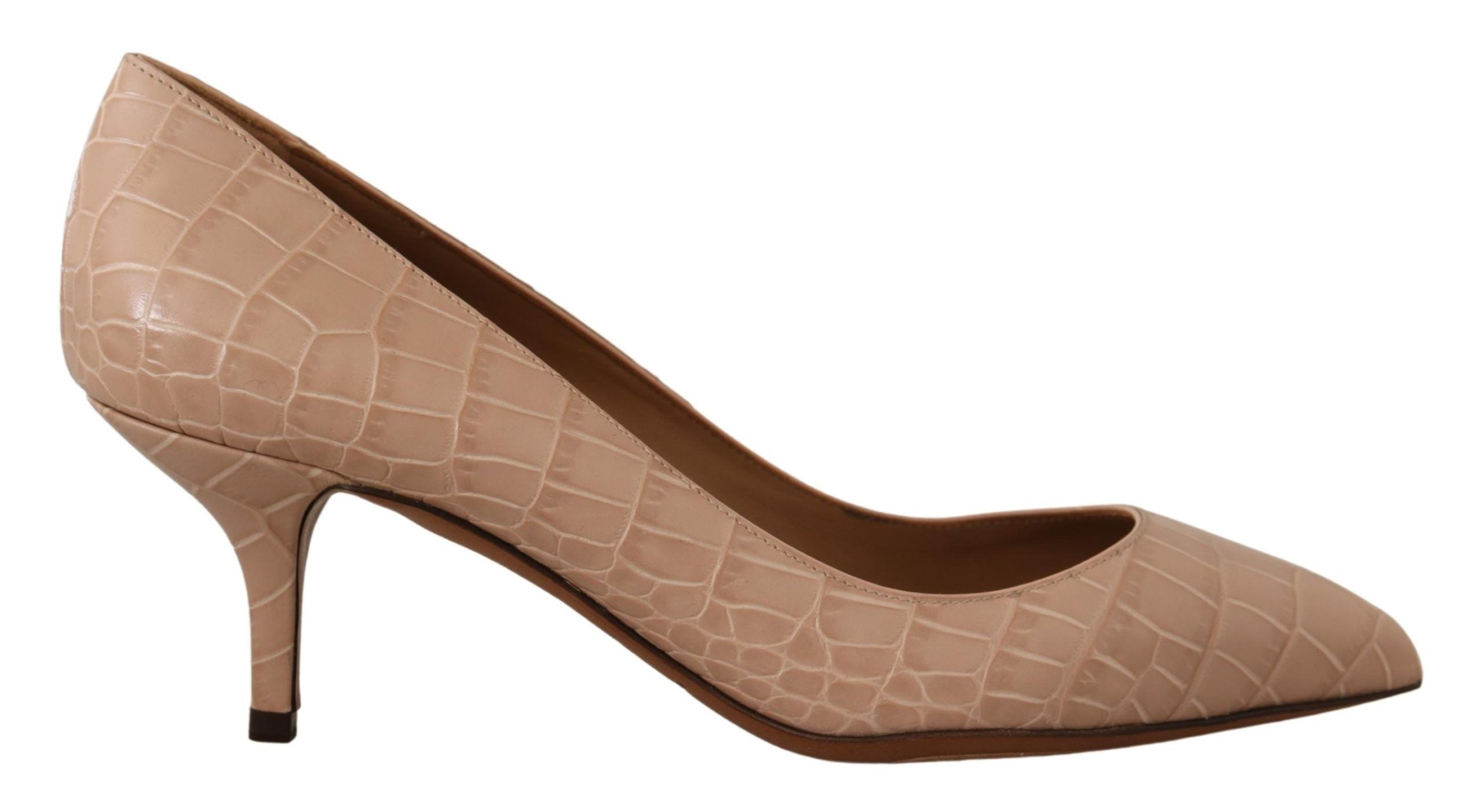 Dolce & Gabbana Beige Leather Pointed Heels Pumps Shoes LUNESCAPE