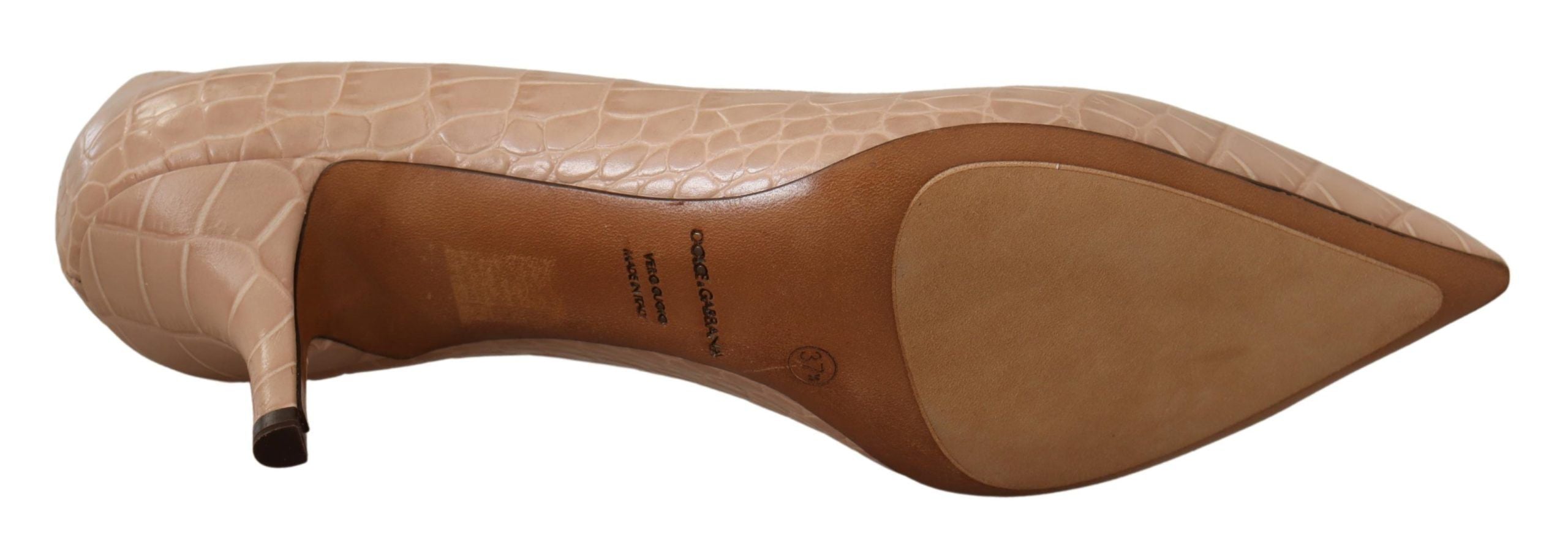 Dolce & Gabbana Beige Leather Pointed Heels Pumps Shoes LUNESCAPE