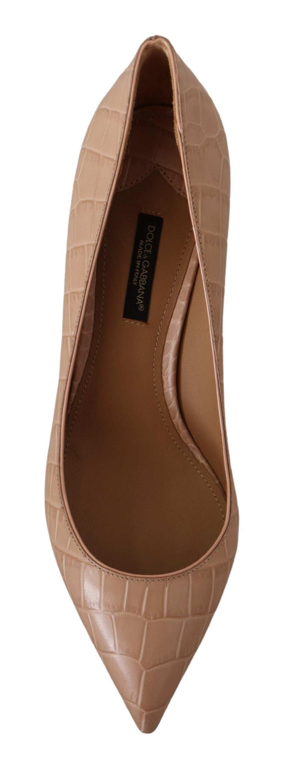 Dolce & Gabbana Beige Leather Pointed Heels Pumps Shoes LUNESCAPE