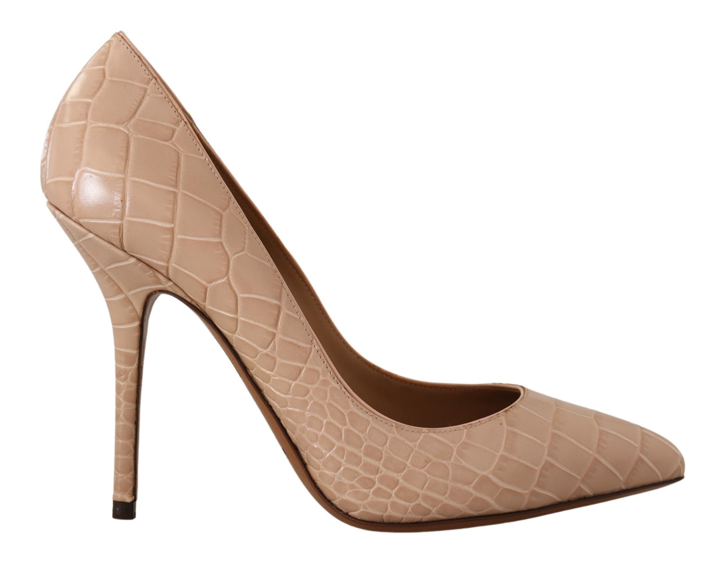 Dolce & Gabbana Beige Leather Bellucci Heels Pumps Shoes LUNESCAPE