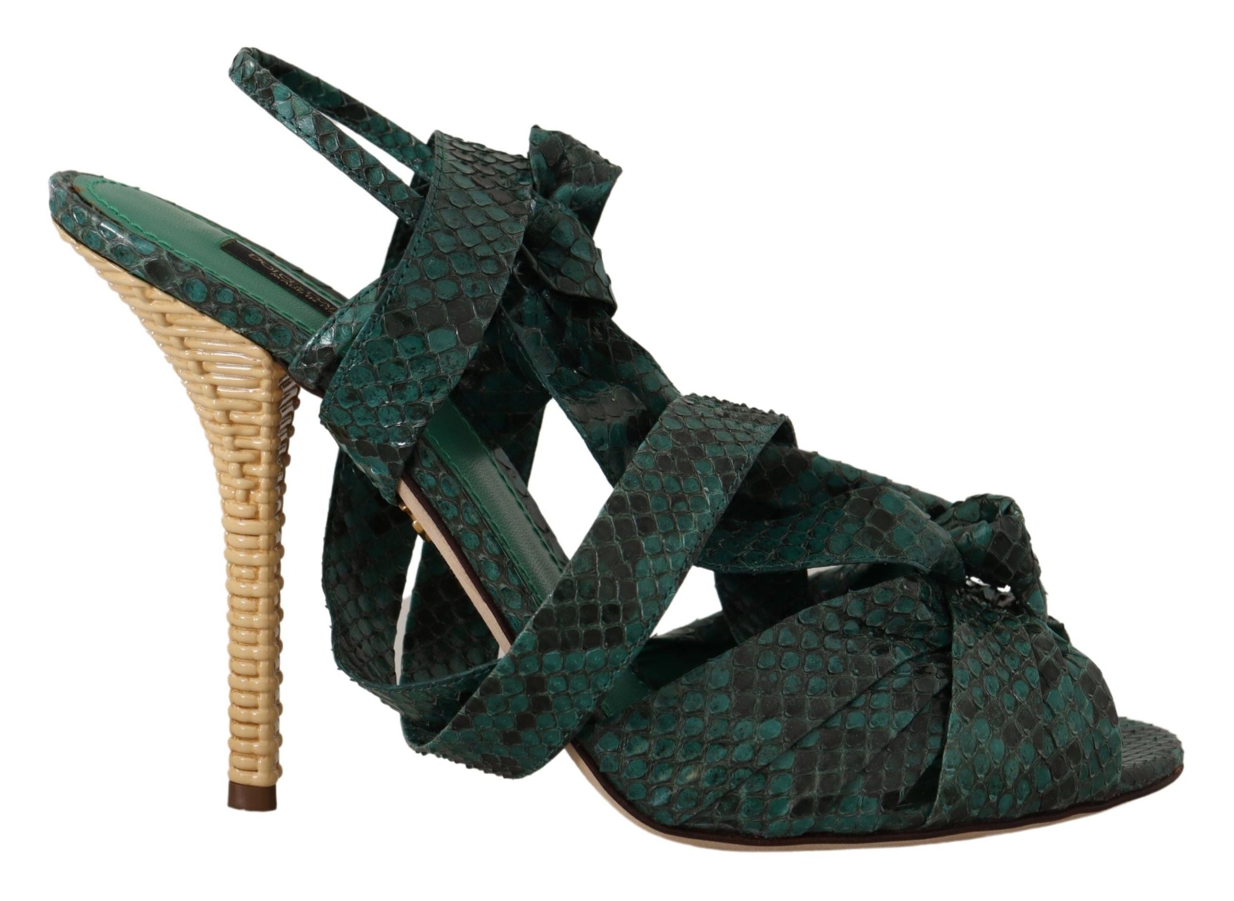 Dolce & Gabbana Elegant Green Python Strappy Heels LUNESCAPE