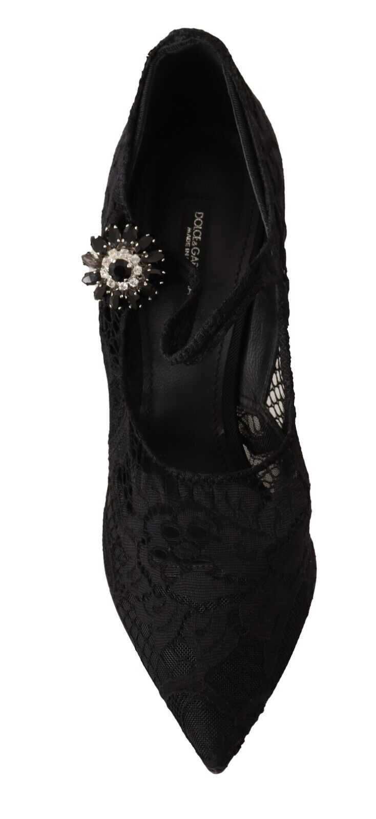 Dolce & Gabbana Black Lace Crystals Heels Mary Jane Pumps Shoes LUNESCAPE