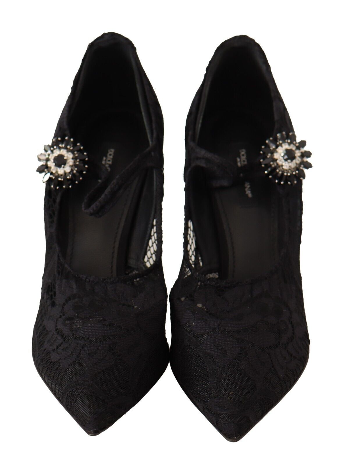 Dolce & Gabbana Black Lace Crystals Heels Mary Jane Pumps Shoes LUNESCAPE