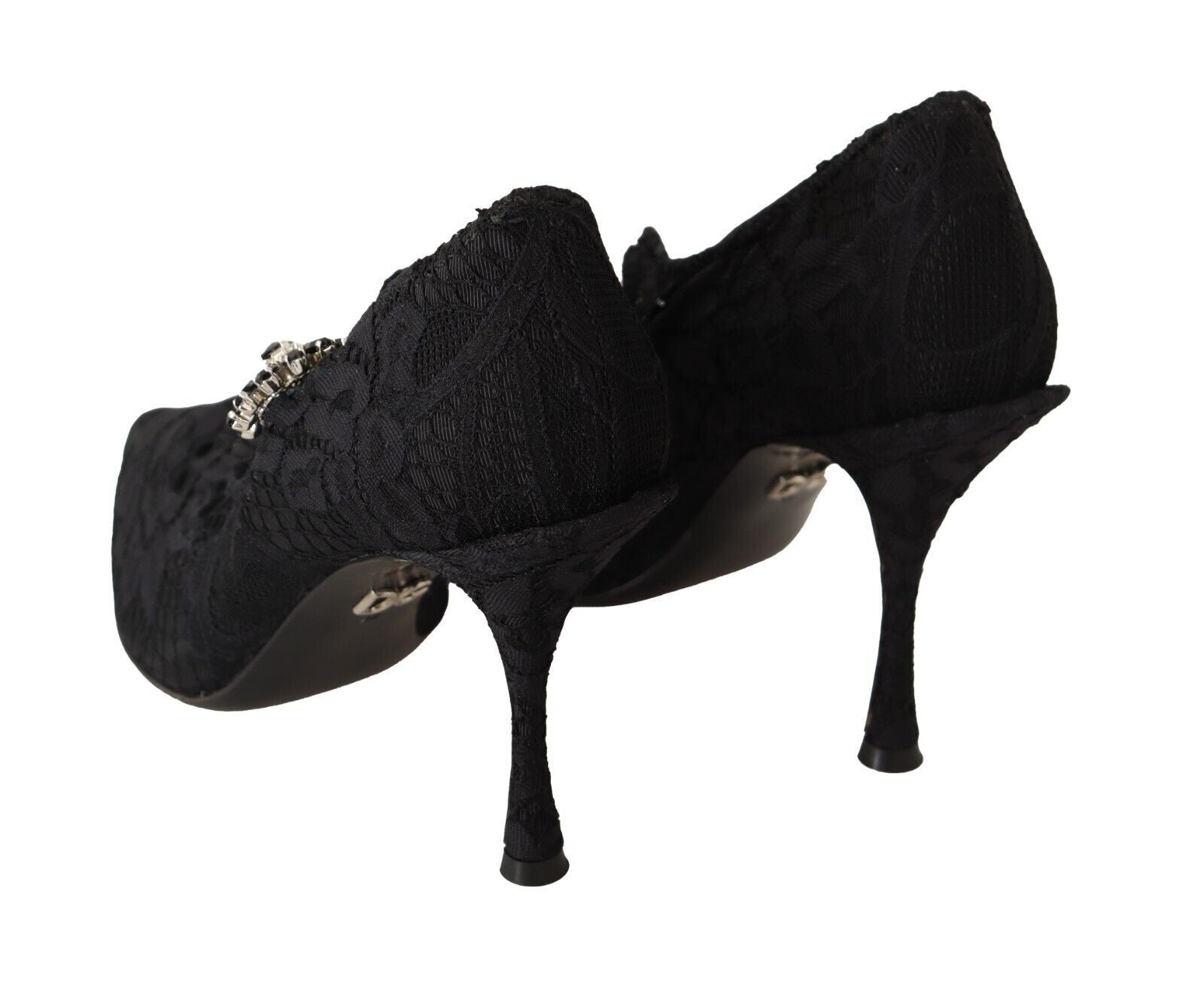 Dolce & Gabbana Black Lace Crystals Heels Mary Jane Pumps Shoes LUNESCAPE