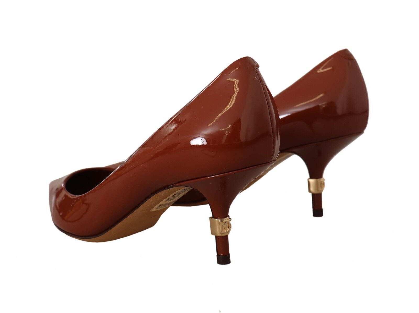Dolce & Gabbana Brown Kitten Heels Pumps Patent Leather Shoes LUNESCAPE