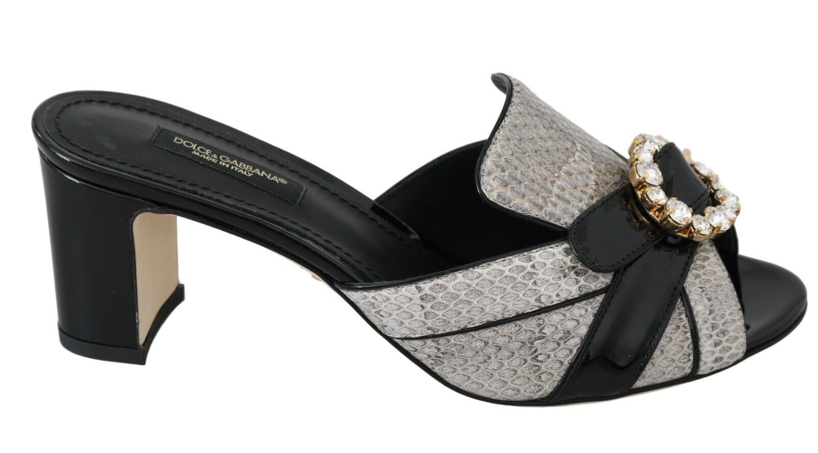 Dolce & Gabbana Black Gray Exotic Leather Crystals Sandals Shoes LUNESCAPE