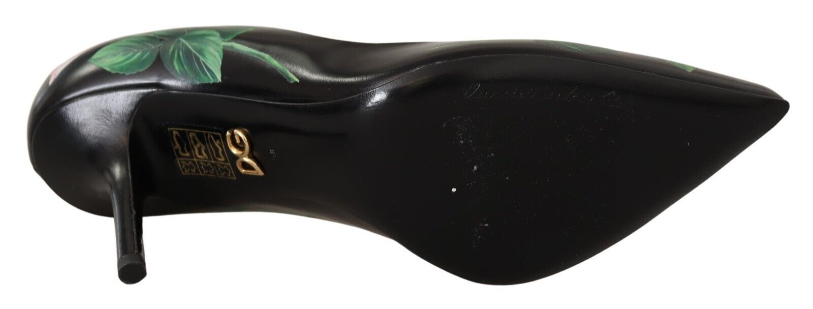 Dolce & Gabbana Black Leather Roses High Heels Pumps Shoes LUNESCAPE