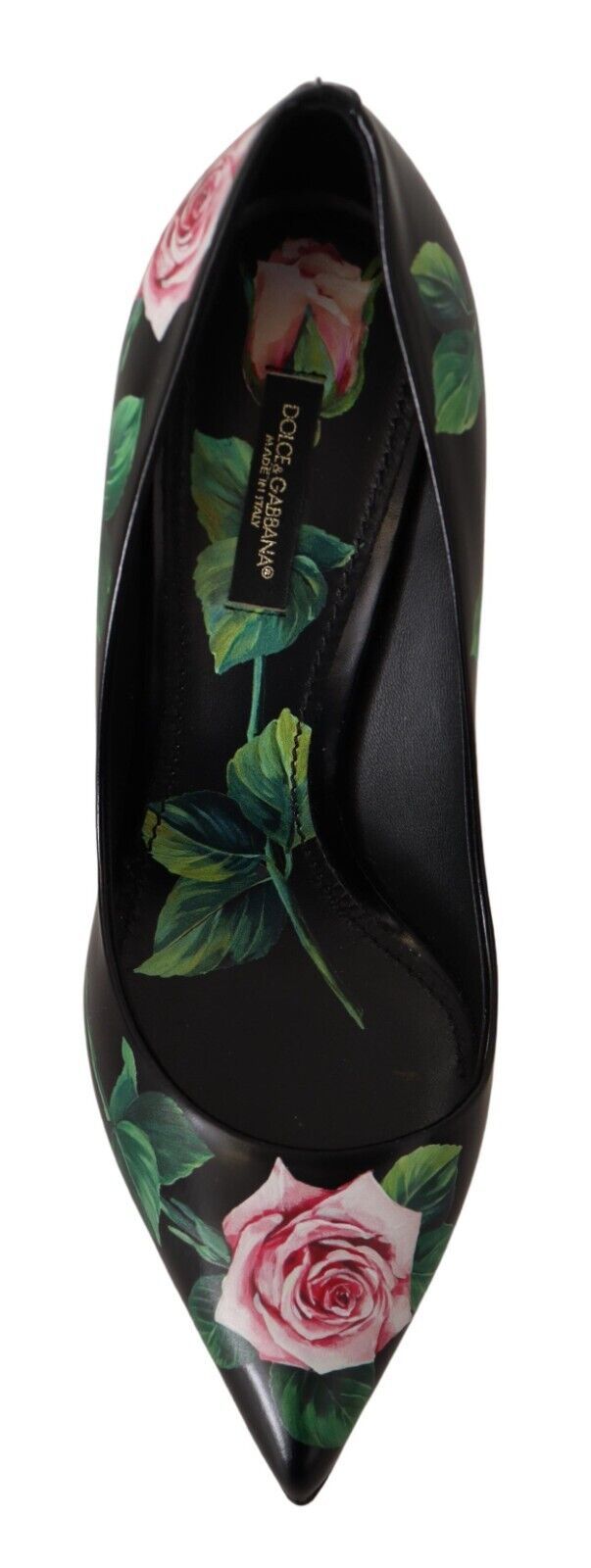 Dolce & Gabbana Black Leather Roses High Heels Pumps Shoes LUNESCAPE
