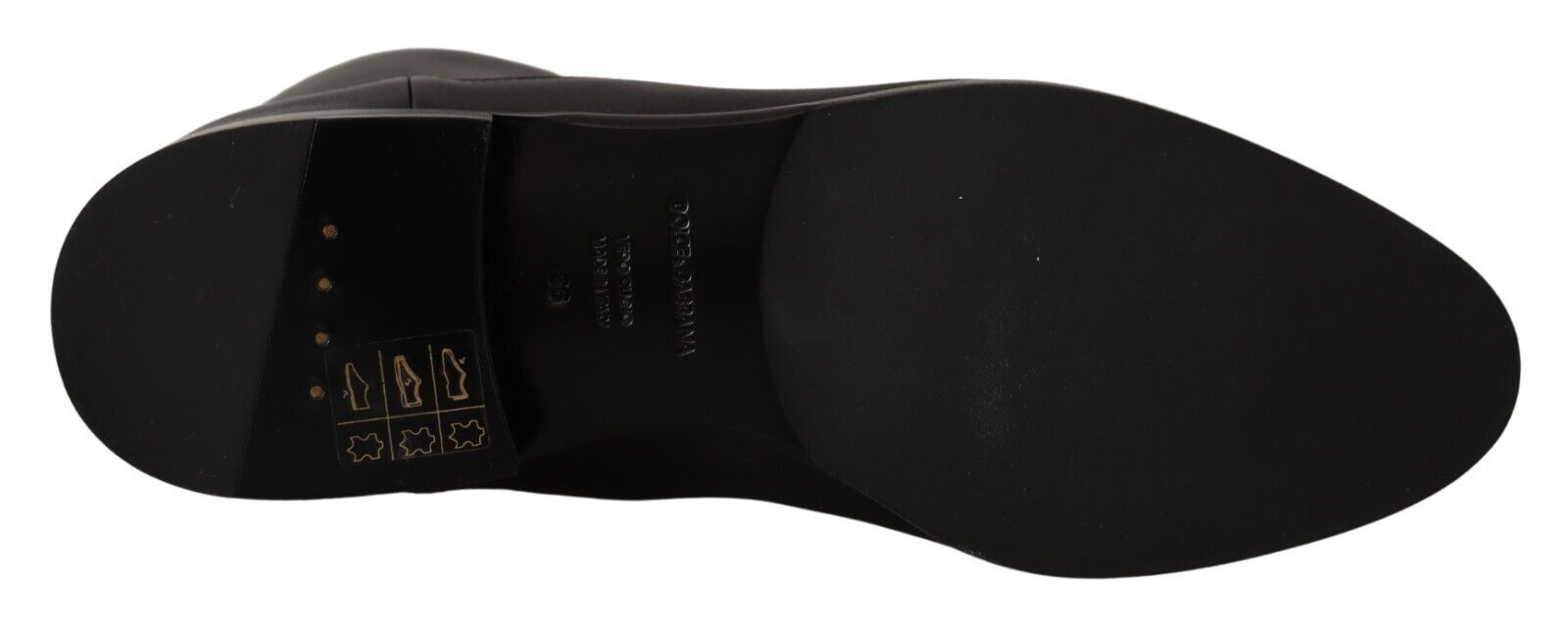 Dolce & Gabbana Black Leather Flats Logo Short Boots Shoes LUNESCAPE