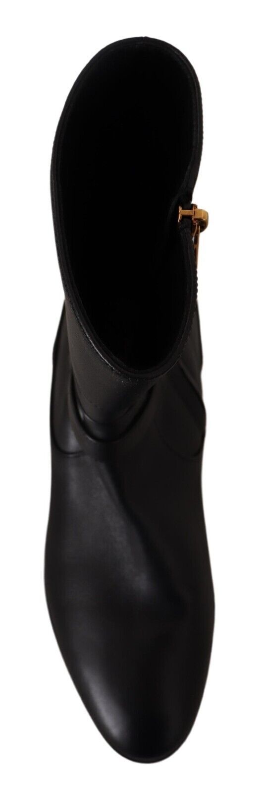 Dolce & Gabbana Black Leather Flats Logo Short Boots Shoes LUNESCAPE