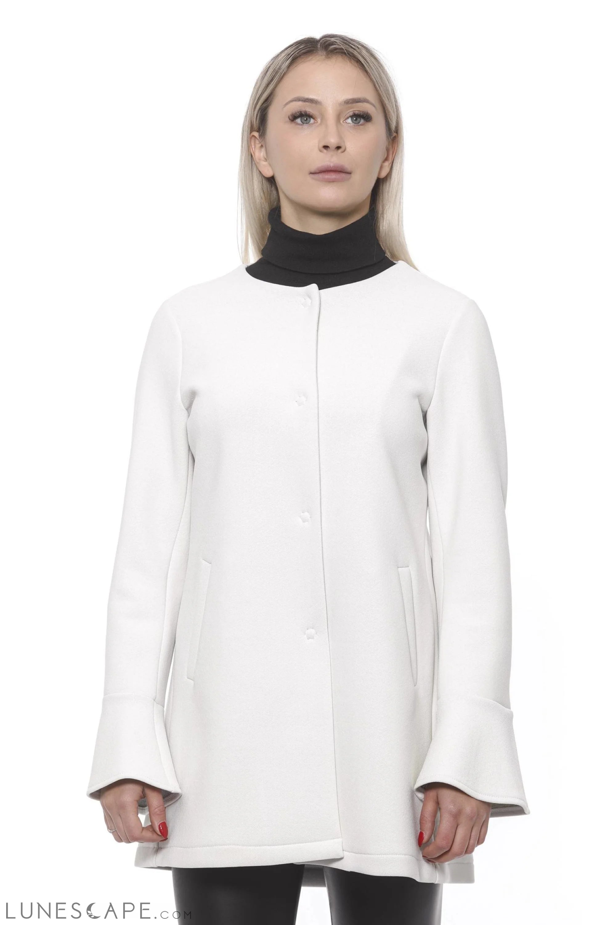 19V69 Italia Elegant White Neoprene Woman Coat LUNESCAPE