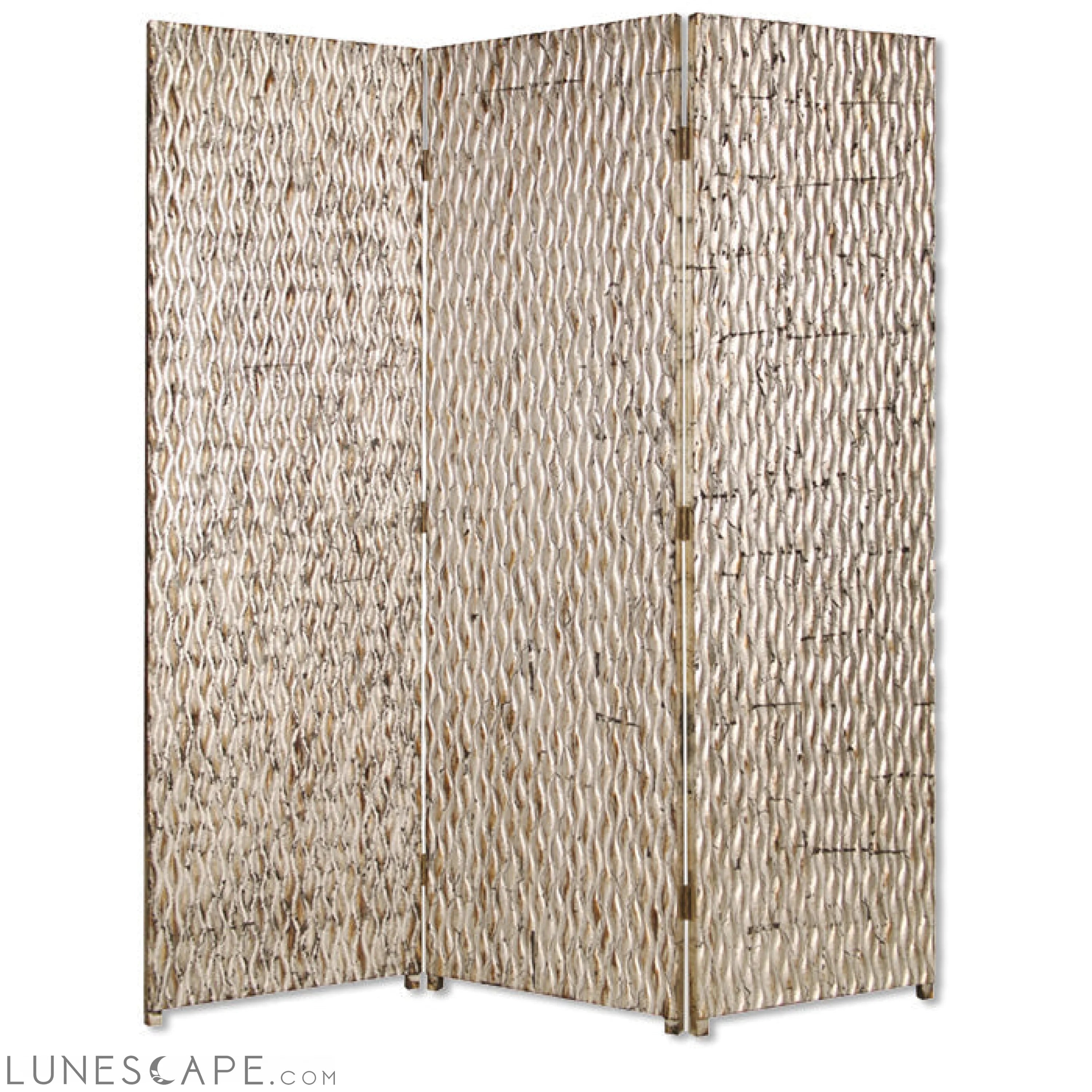 1inches x 63inches x 72inches Silver Wood 3 Panel  Screen LUNESCAPE