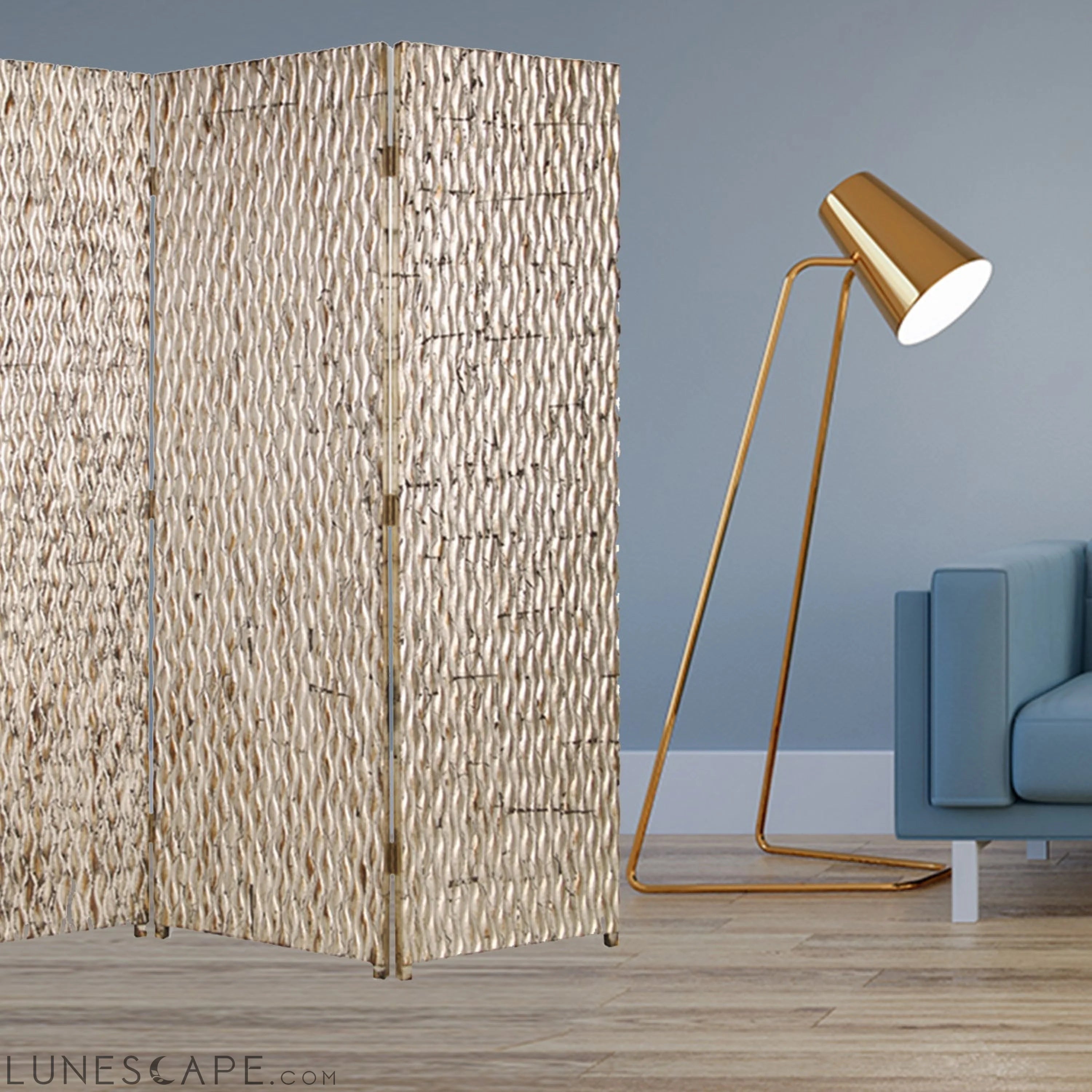1inches x 63inches x 72inches Silver Wood 3 Panel  Screen LUNESCAPE