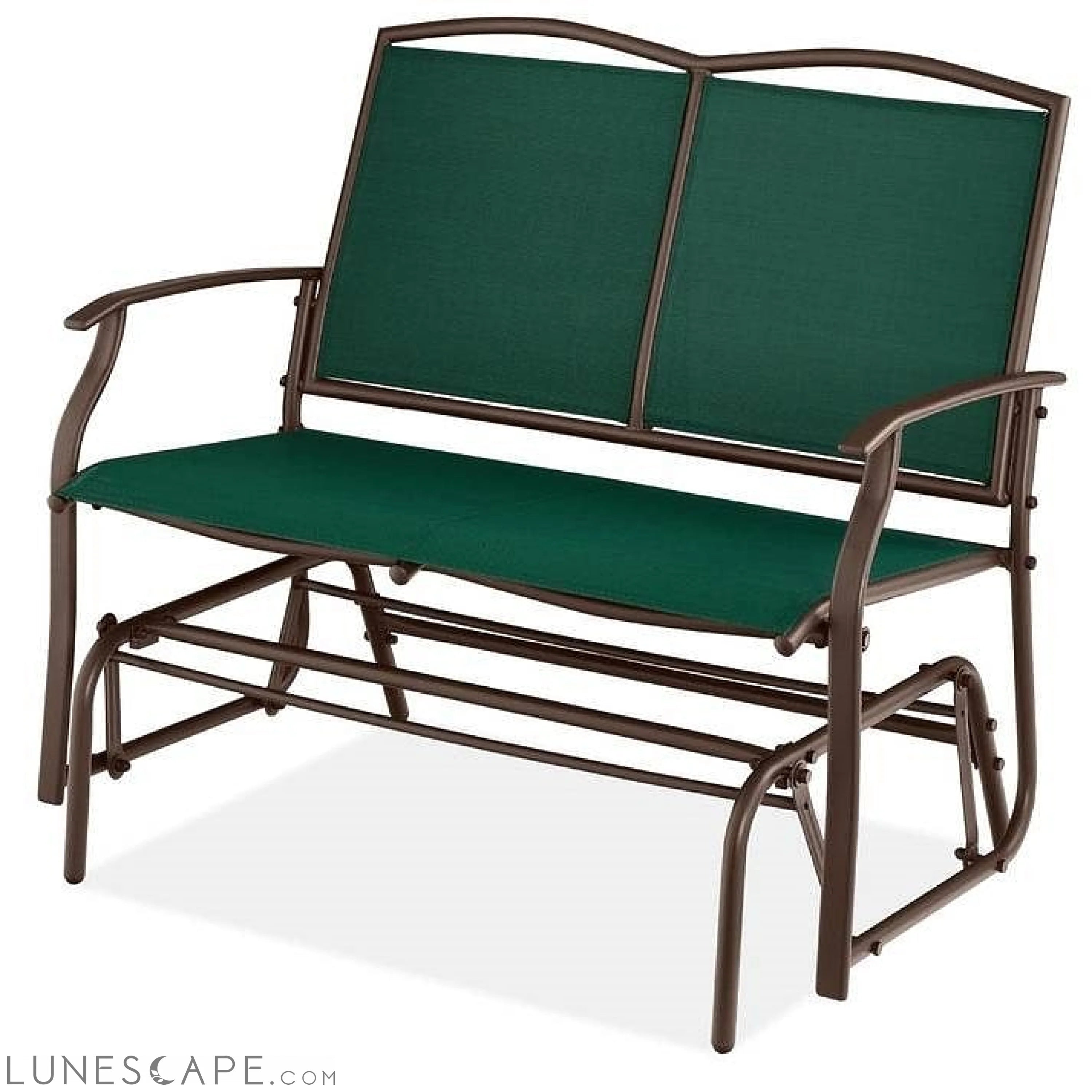2 Seat Mesh Patio Loveseat Swing Glider Rocker with Armrests in Hunter LUNESCAPE