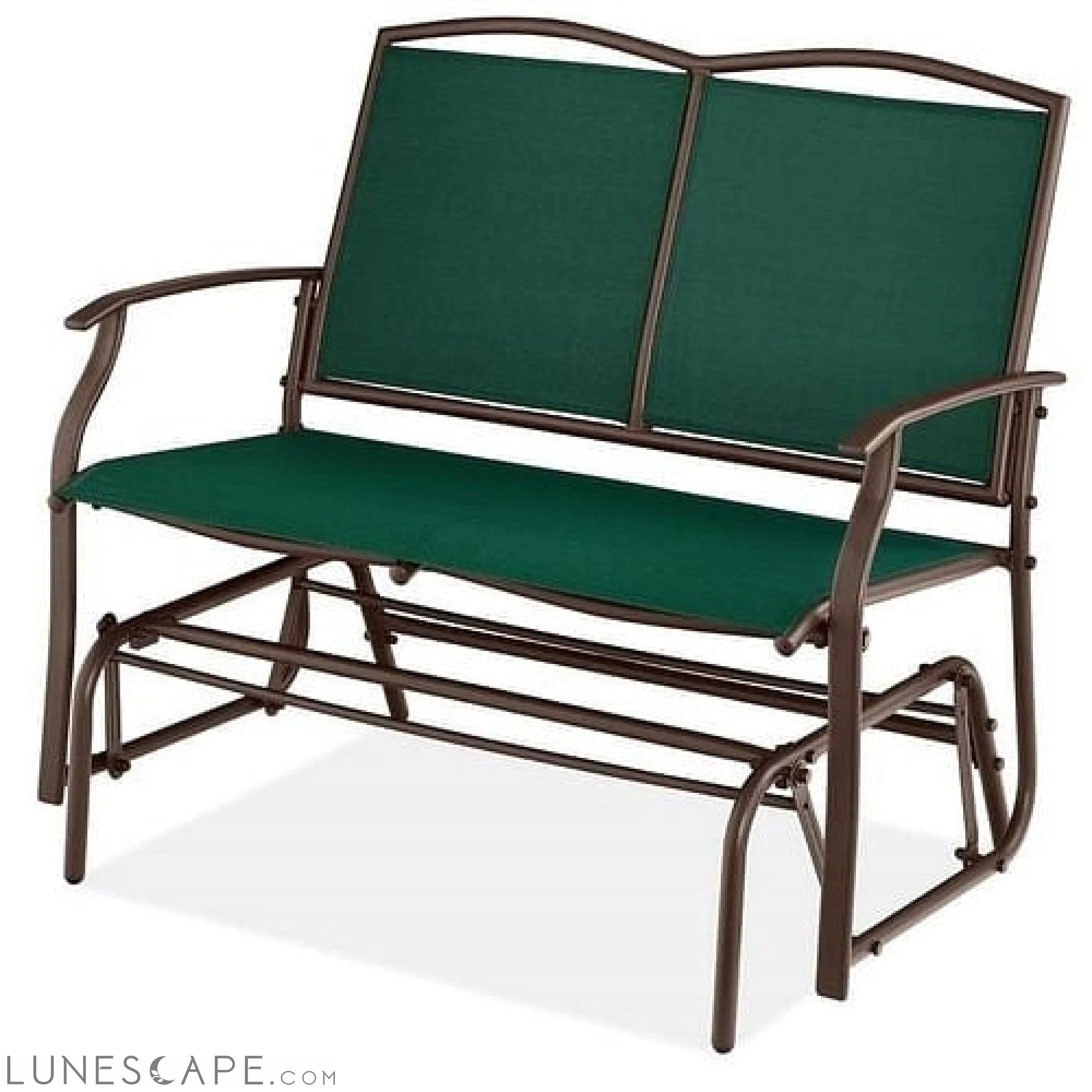 2 Seat Mesh Patio Loveseat Swing Glider Rocker with Armrests in Hunter LUNESCAPE