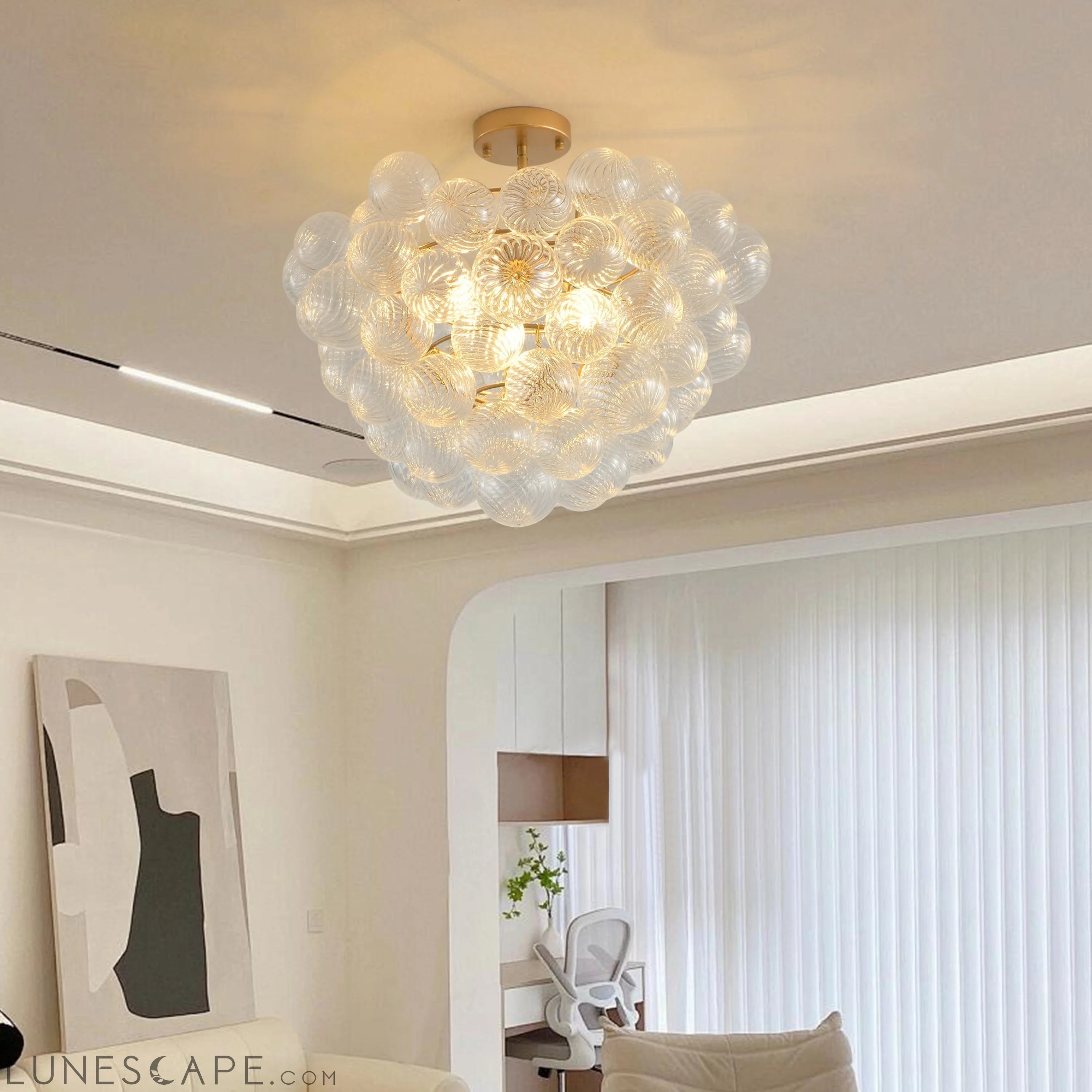 20-Inch Gold Ceiling Pendant Light with Threaded Clear Glass Globe LUNESCAPE