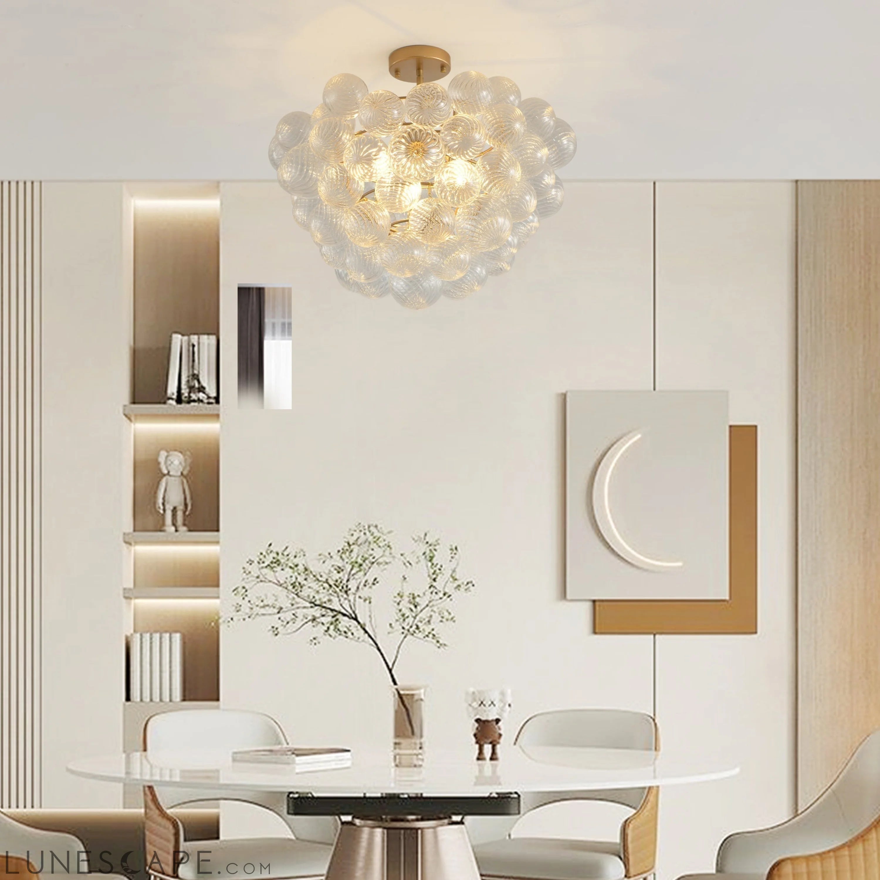 20-Inch Gold Ceiling Pendant Light with Threaded Clear Glass Globe LUNESCAPE
