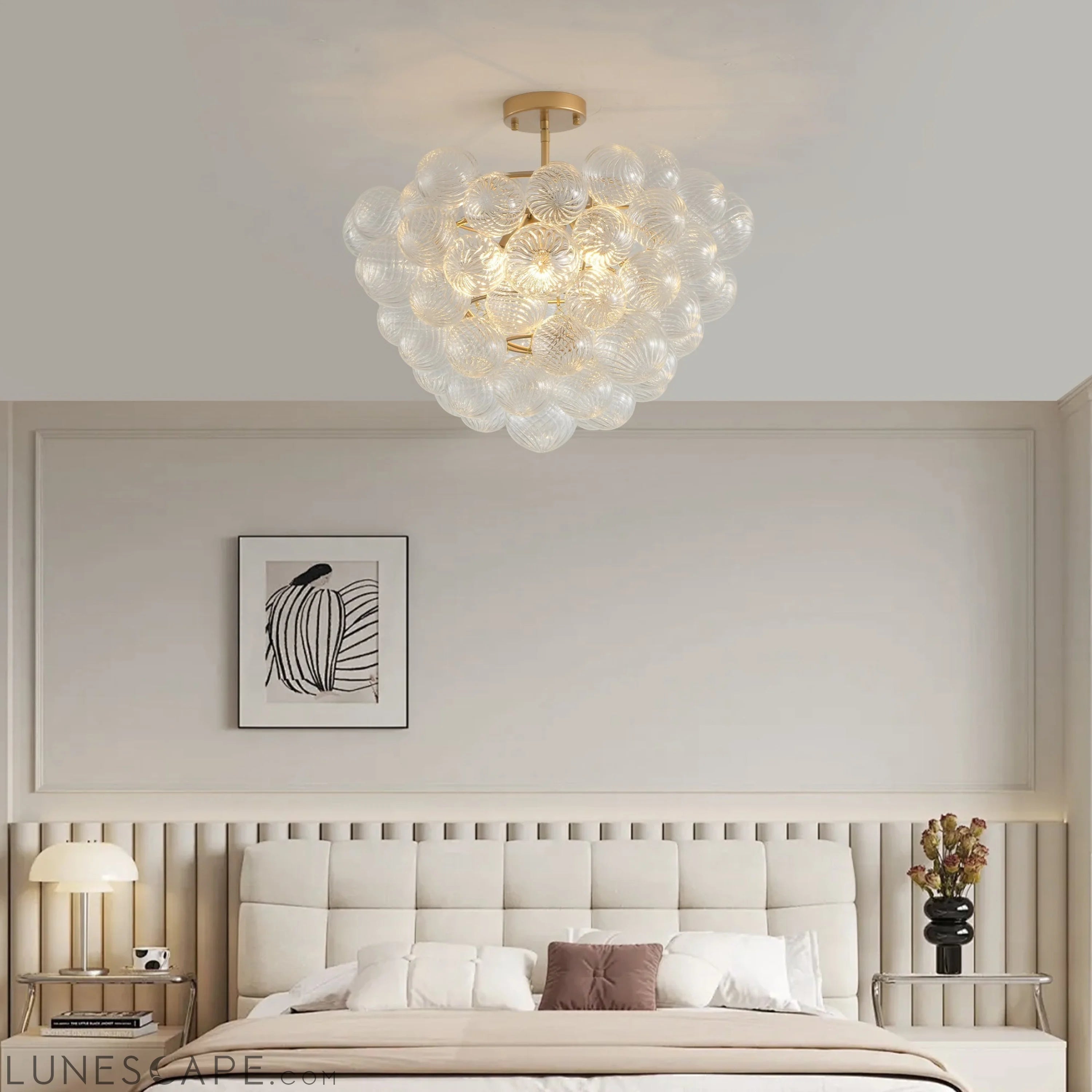 20-Inch Gold Ceiling Pendant Light with Threaded Clear Glass Globe LUNESCAPE